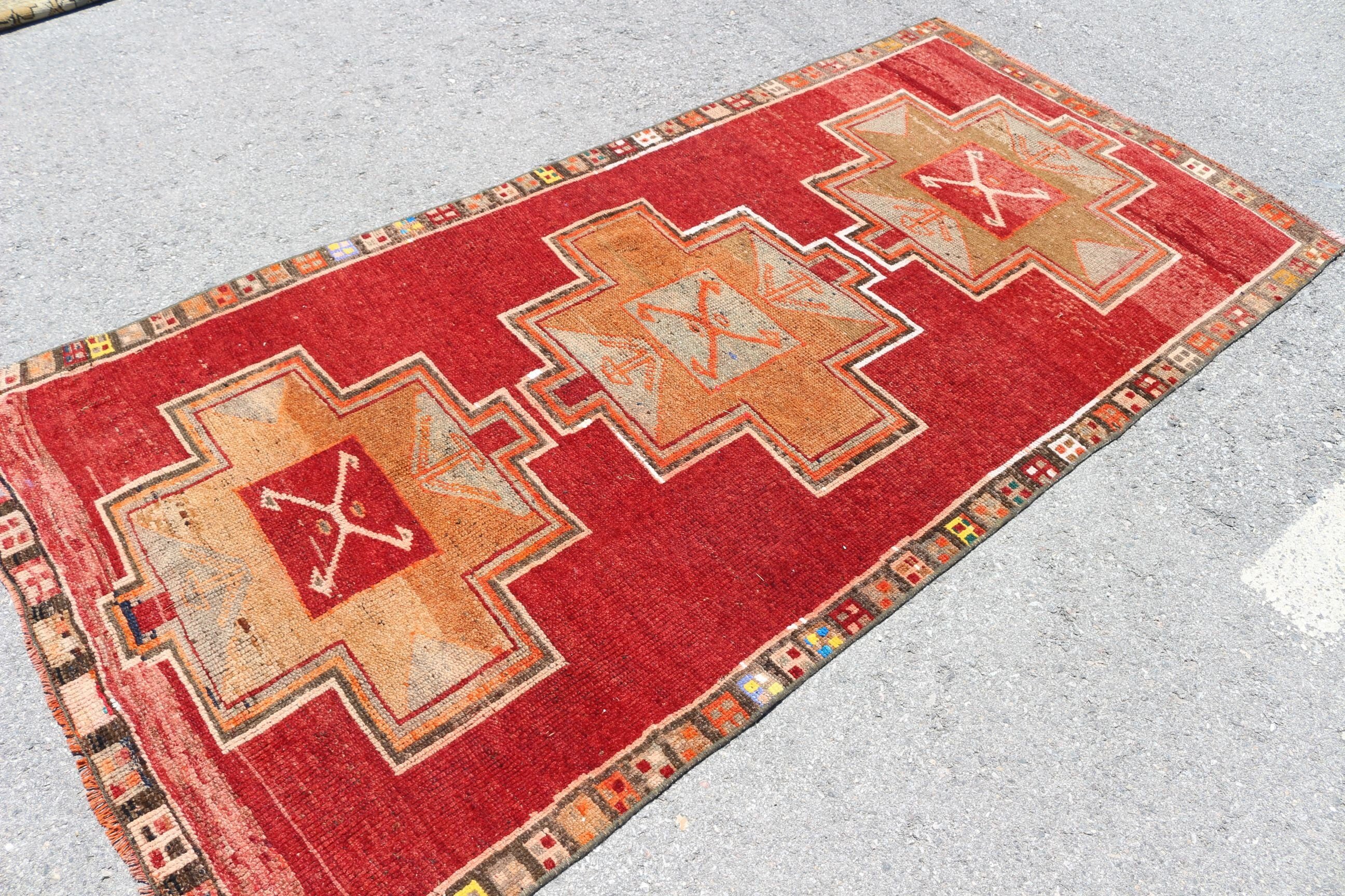 Turkish Rug, Vintage Rug, Boho Area Rug Rugs, Bedroom Rugs, Cool Rugs, Red Oushak Rugs, 4.2x7.9 ft Area Rug, Rugs for Area, Moroccan Rug