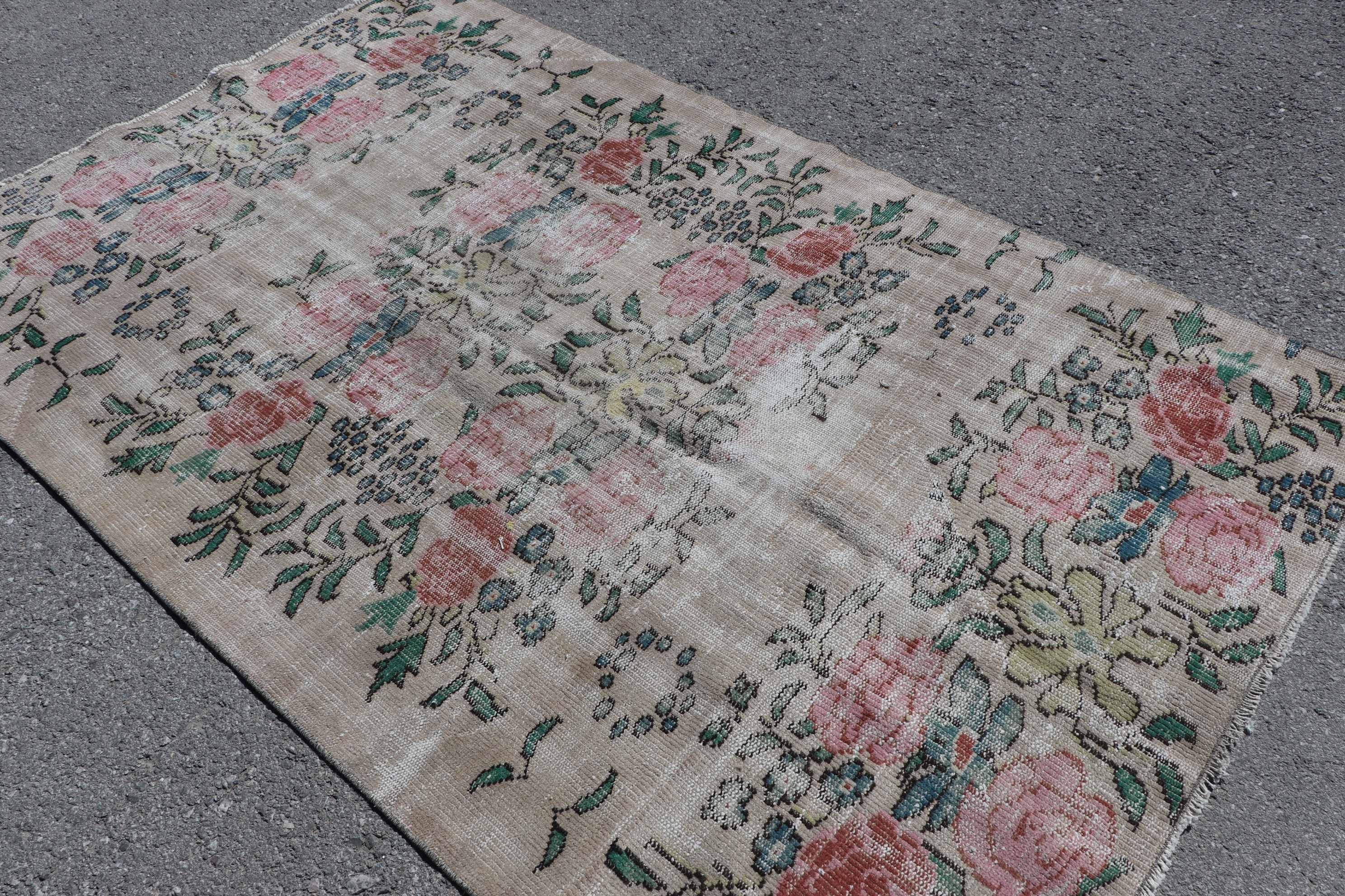 Indoor Rugs, Rugs for Dining Room, 4.9x7.7 ft Area Rug, Cool Rug, Wool Rugs, Vintage Rugs, Kitchen Rug, Turkish Rugs, Beige Antique Rugs