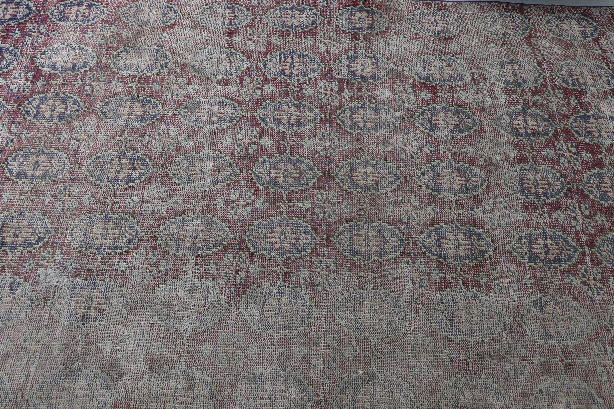 Yer Halısı, İç Mekan Halısı, 4.4x7.9 ft Alan Halısı, Vintage Halı, Yün Halı, Kırmızı Oushak Halı, Türk Halısı, Eski Halı, Oturma Odası Halıları