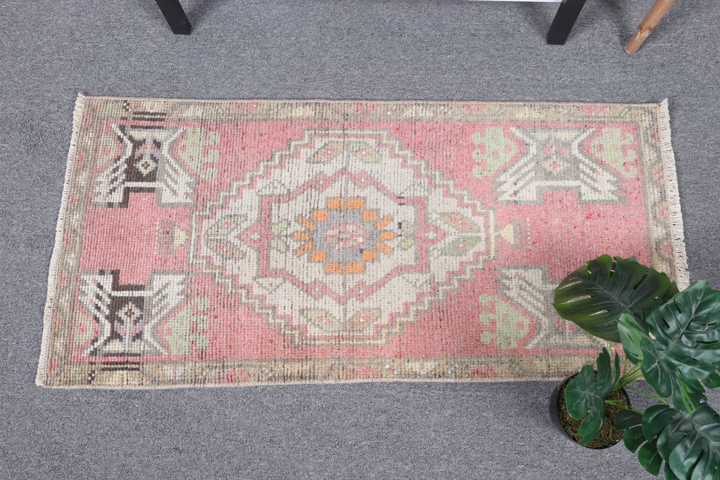 Bath Mat Boho Rugs, Pink Kitchen Rug, Vintage Rug, Bath Rug, Rugs for Entry, 1.7x3.4 ft Small Rugs, Oriental Rug, Turkish Rug, Bedroom Rug