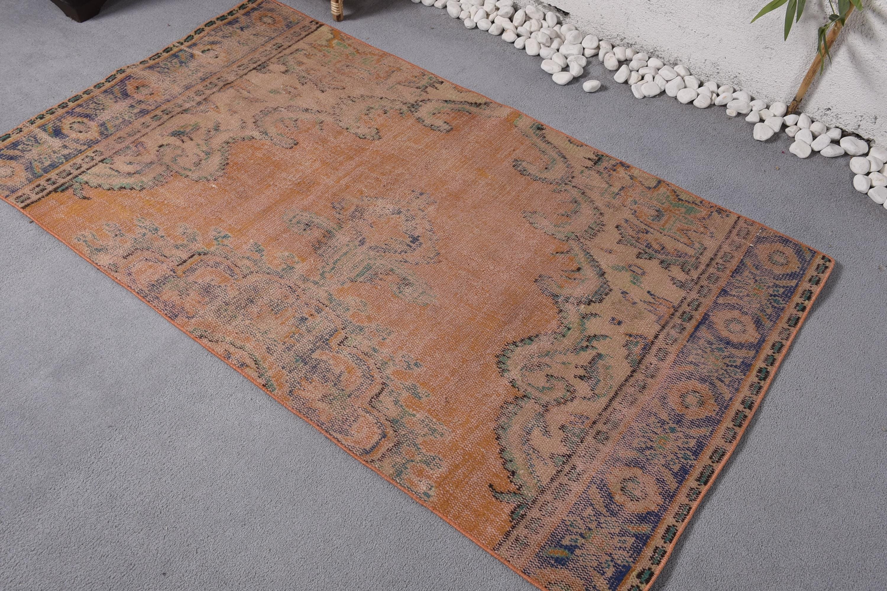 Turkish Rug, Kitchen Rugs, Entry Rug, Vintage Rugs, Luxury Rug, Orange Moroccan Rug, Boho Rugs, 3.3x5.7 ft Accent Rug, Vintage Accent Rugs