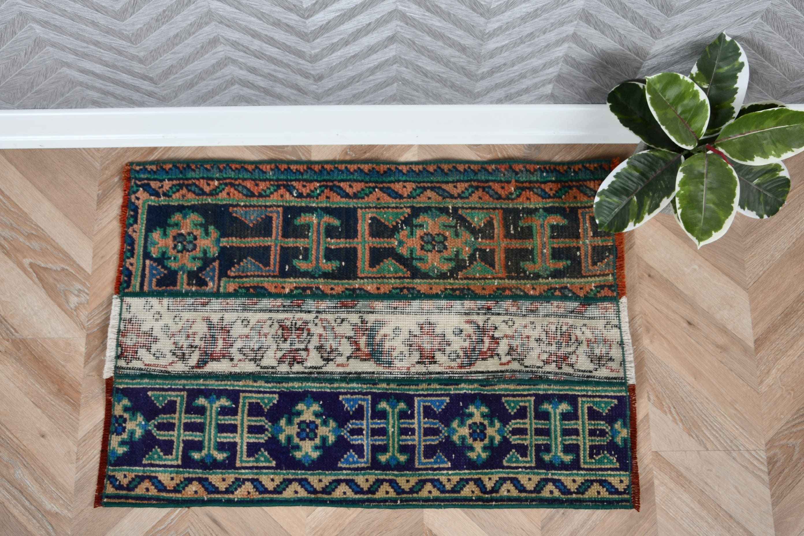 Mutfak Halısı, Yeşil 2x2,9 ft Küçük Halı, Banyo Halısı, Organik Halı, Vintage Halılar, Türk Halısı, Duvara Asılı Halı, Oryantal Halılar