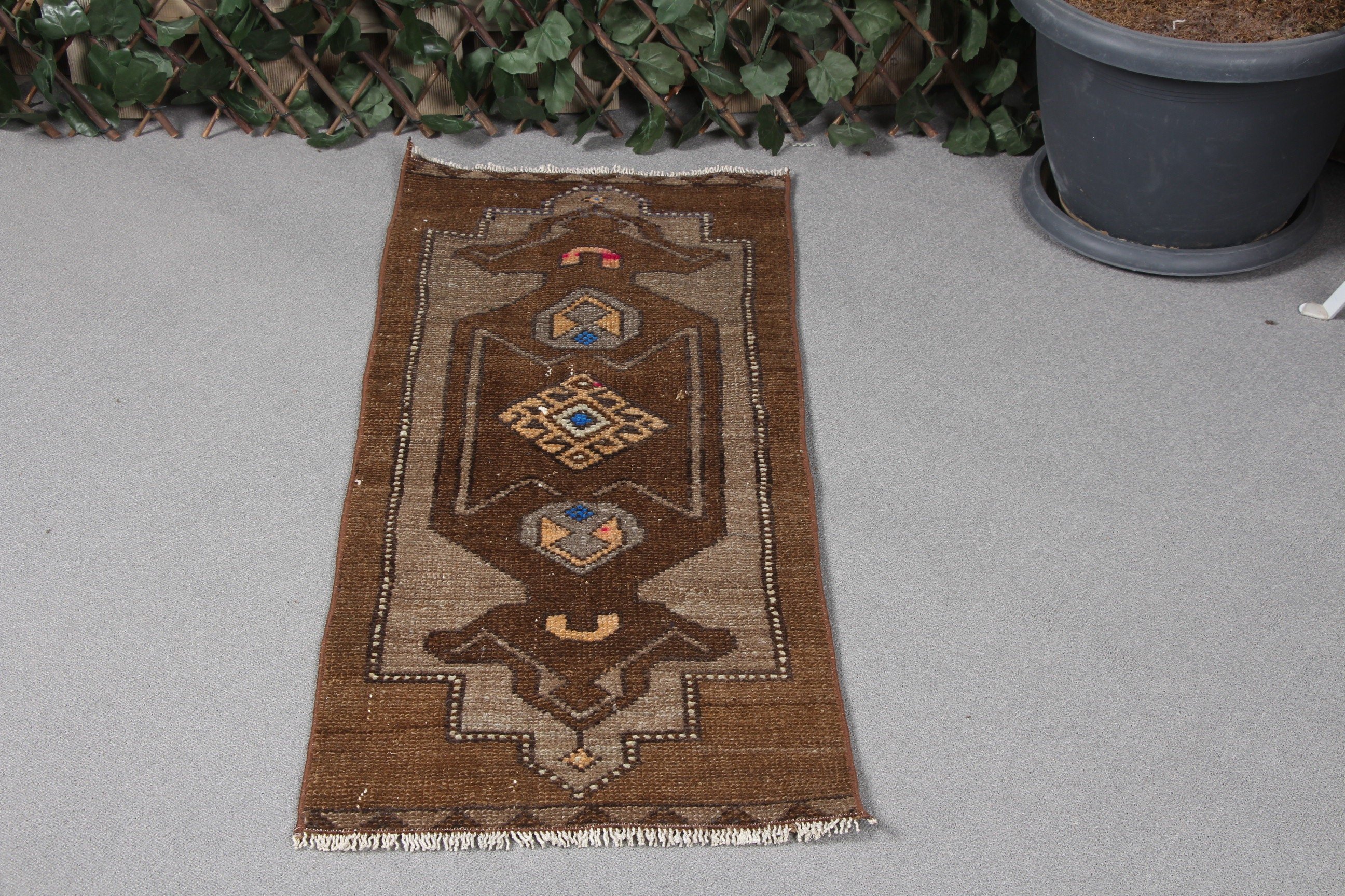 Bronze Cool Rugs, Cool Rug, Turkish Rug, Door Mat Rug, 1.4x3.5 ft Small Rug, Vintage Rugs, Nursery Rug, Anatolian Rug, Rugs for Kitchen