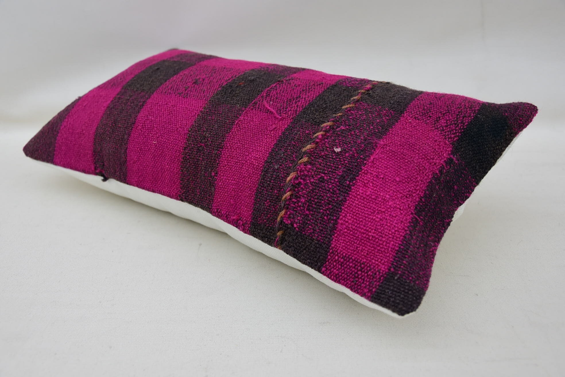 8"x16" Pink Pillow Case, Decorative Bolster Cushion, Vintage Kilim Throw Pillow, Vintage Kilim Pillow, Gift Pillow, Aesthetic Pillow