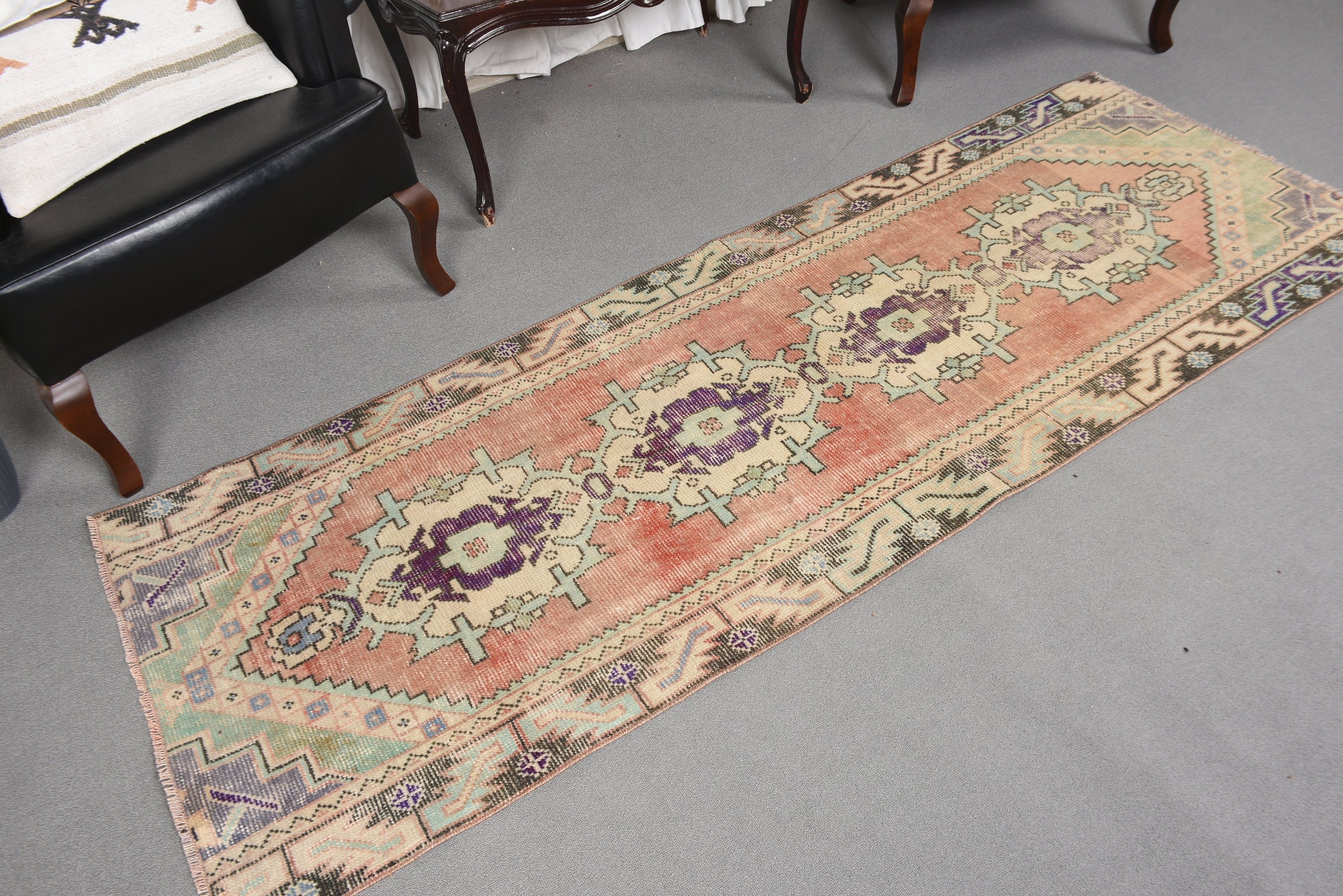 2.7x7.7 ft Runner Halıları, Türk Halısı, Ev Dekorasyonu Halıları, Koridor Halıları, Turuncu El Dokuma Halıları, Fas Halısı, Vintage Runner Halısı, Vintage Halılar