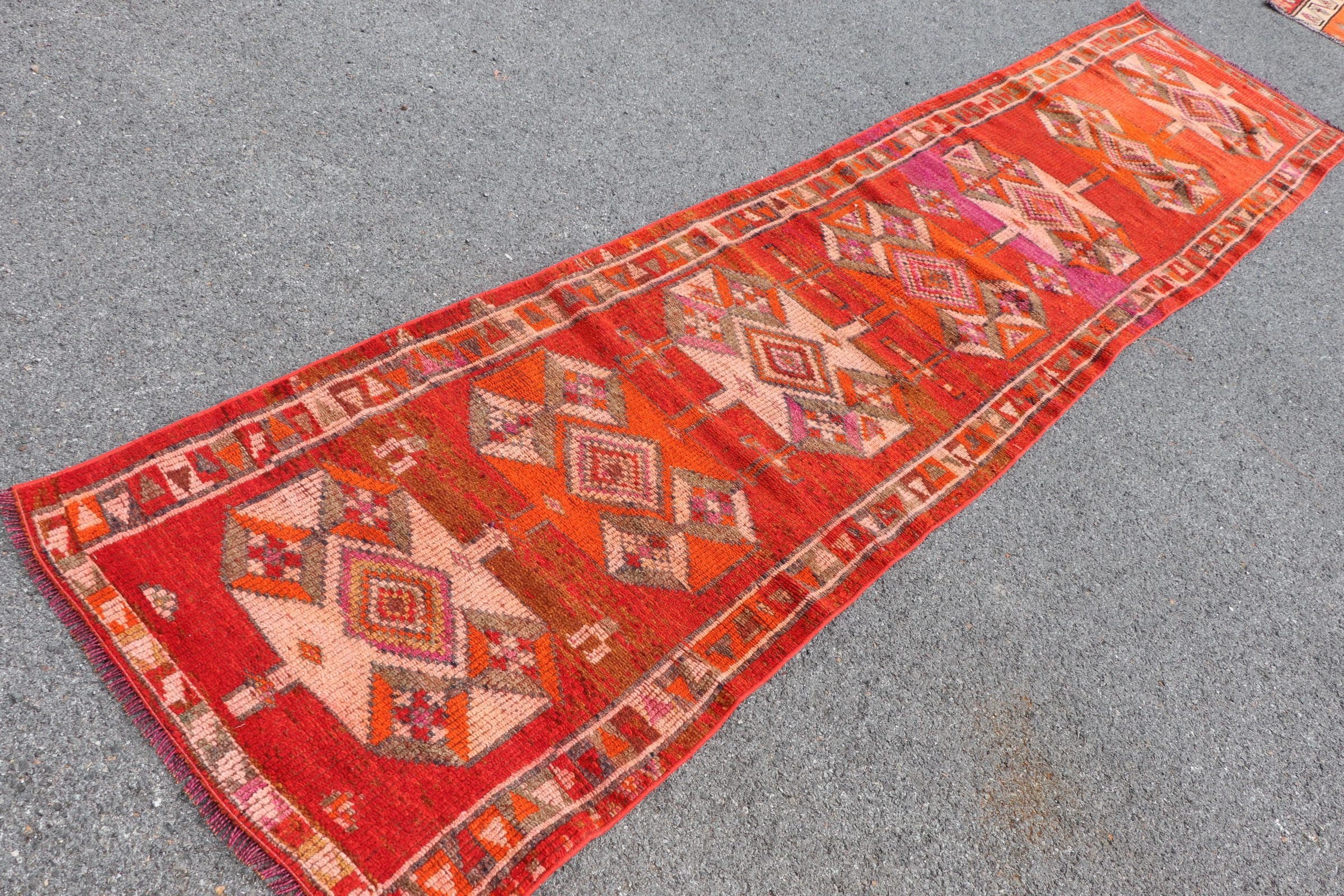 Bedroom Rugs, Nomadic Rugs, Orange Antique Rug, 2.8x11.2 ft Runner Rug, Turkish Rugs, Kitchen Rug, Vintage Rug, Rugs for Kitchen, Stair Rug