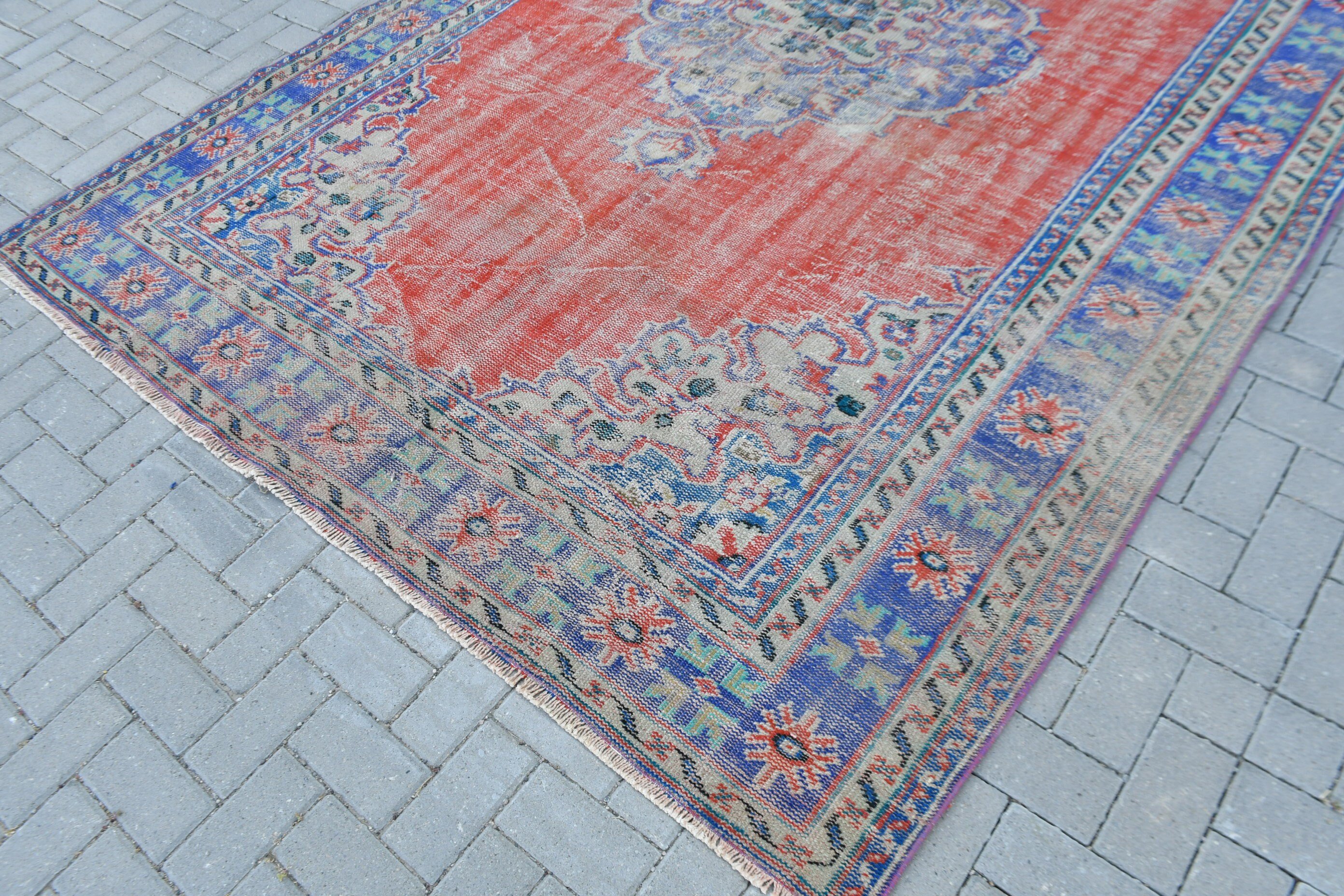 Turkish Rugs, Living Room Rugs, Bedroom Rugs, Pale Rug, Red Floor Rug, Vintage Rugs, Dining Room Rug, 7x10.6 ft Oversize Rugs, Oriental Rug