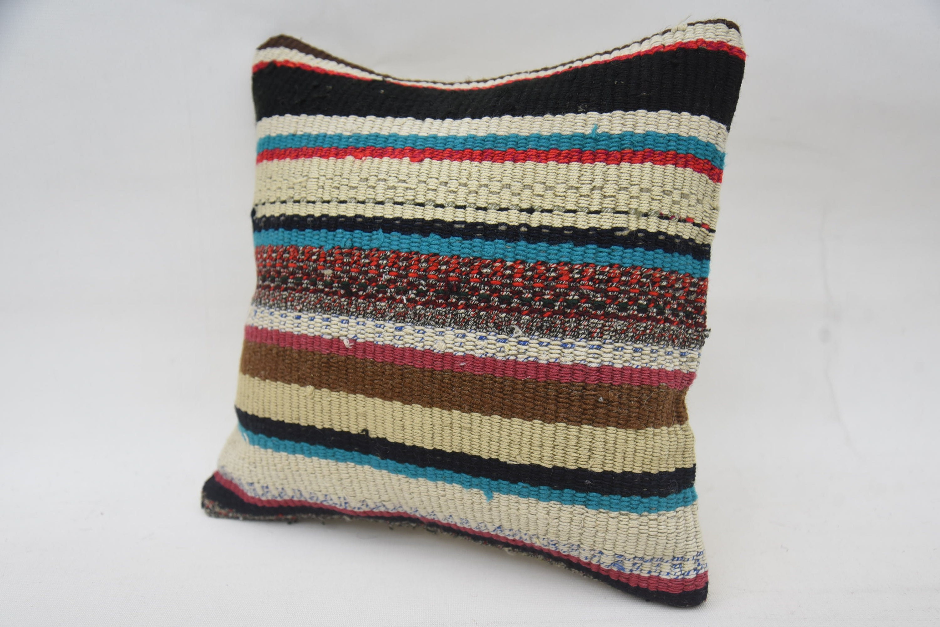 12"x12" Beige Cushion, Aesthetic Pillow Cover, Ethnical Kilim Rug Pillow, Turkish Kilim Pillow, Boho Pillow Sham Cover