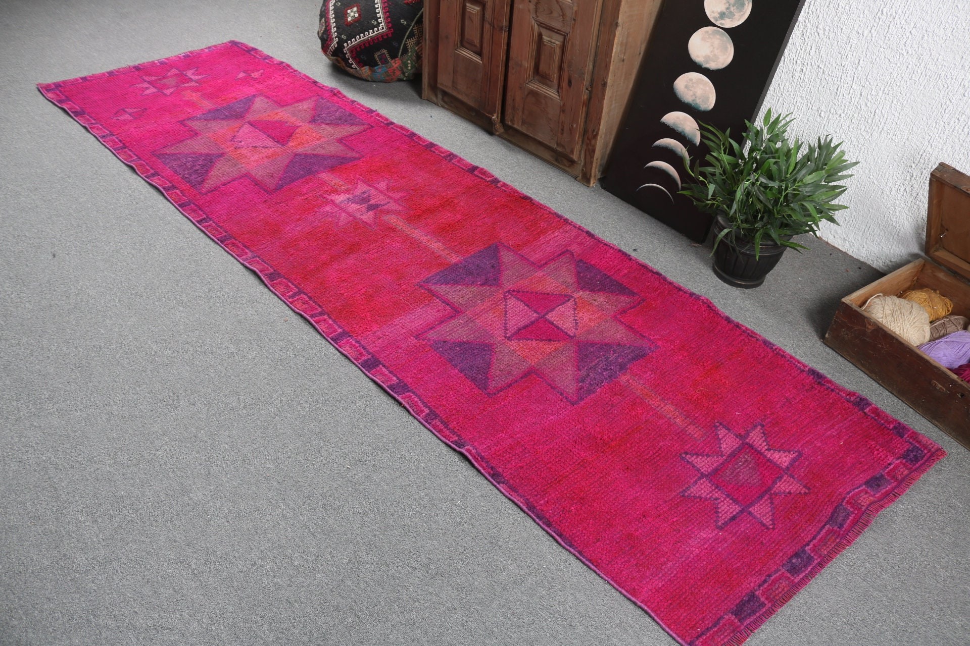 Tribal Rugs, Pink Bedroom Rug, Stair Rug, Vintage Rugs, Rugs for Corridor, 2.8x10.1 ft Runner Rug, Wool Rugs, Anatolian Rug, Turkish Rug