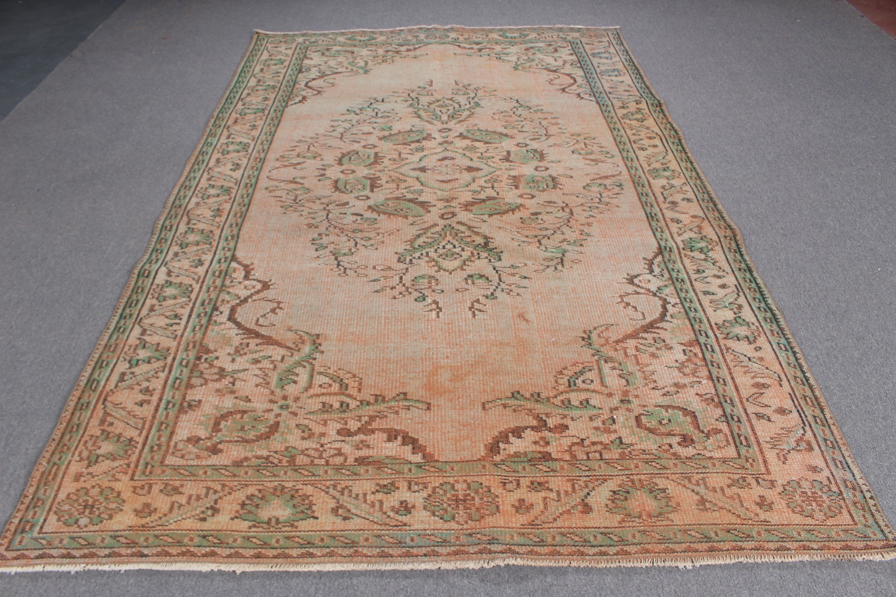 Boho Halıları, 5.9x9.3 ft Büyük Halılar, Türk Halıları, Oturma Odası Halısı, Vintage Halı, Büyük Oushak Halıları, Turuncu Fas Halıları