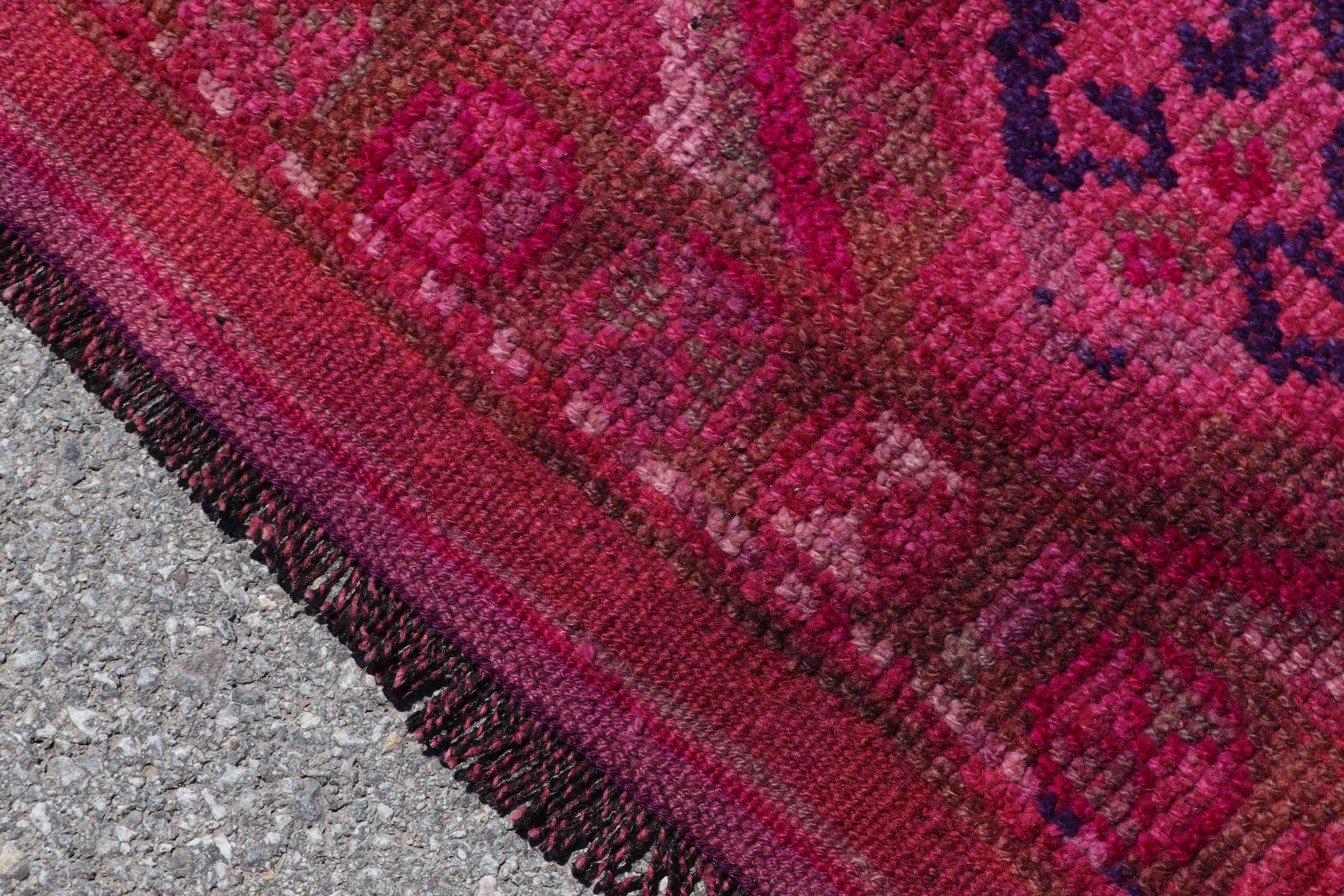 2.8x10.1 ft Runner Rug, Pink Moroccan Rug, Pastel Rugs, Hallway Rugs, Wool Rugs, Vintage Rug, Corridor Rugs, Turkish Rug, Home Decor Rug