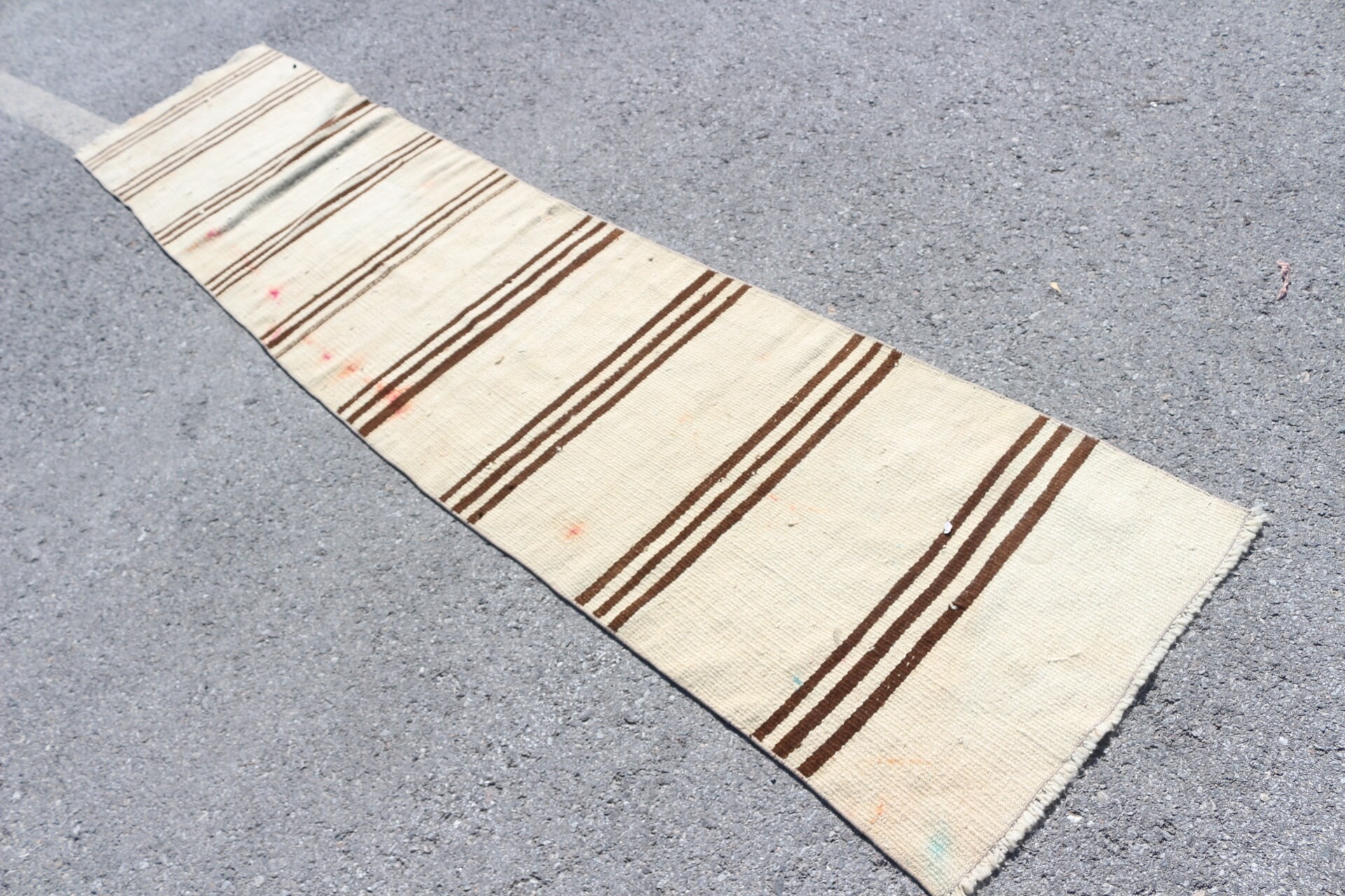 Vintage Halı, Kilim, Merdiven Halısı, Koridor Halıları, Bej Mutfak Halısı, Türk Halısı, Yün Halı, 2.2x10.3 ft Yolluk Halıları, Ev Dekorasyonu Halısı