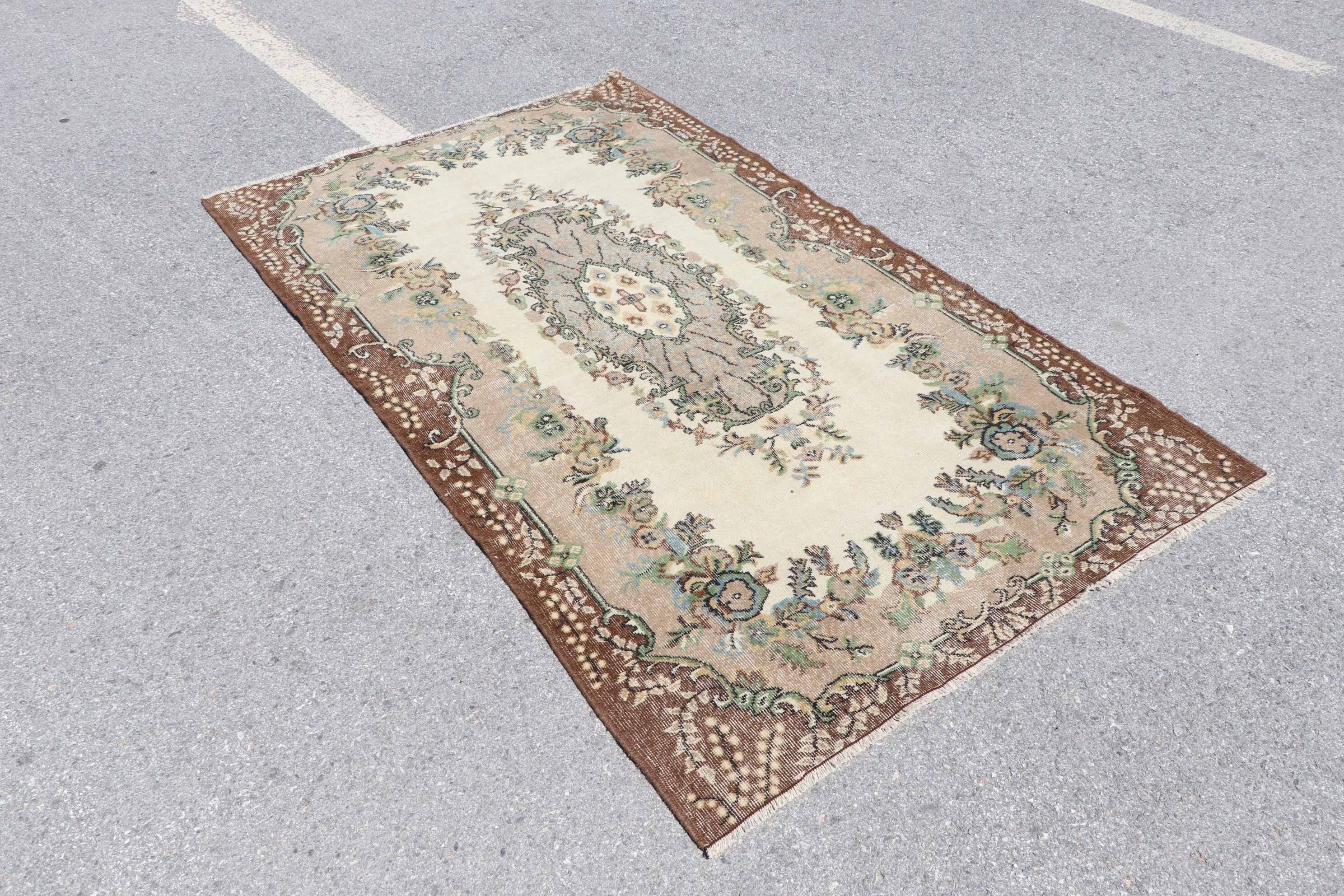 Turkish Rug, Dining Room Rug, Oriental Rug, Nursery Rugs, Vintage Rug, Outdoor Rug, 4.6x7.7 ft Area Rug, Brown Oriental Rugs