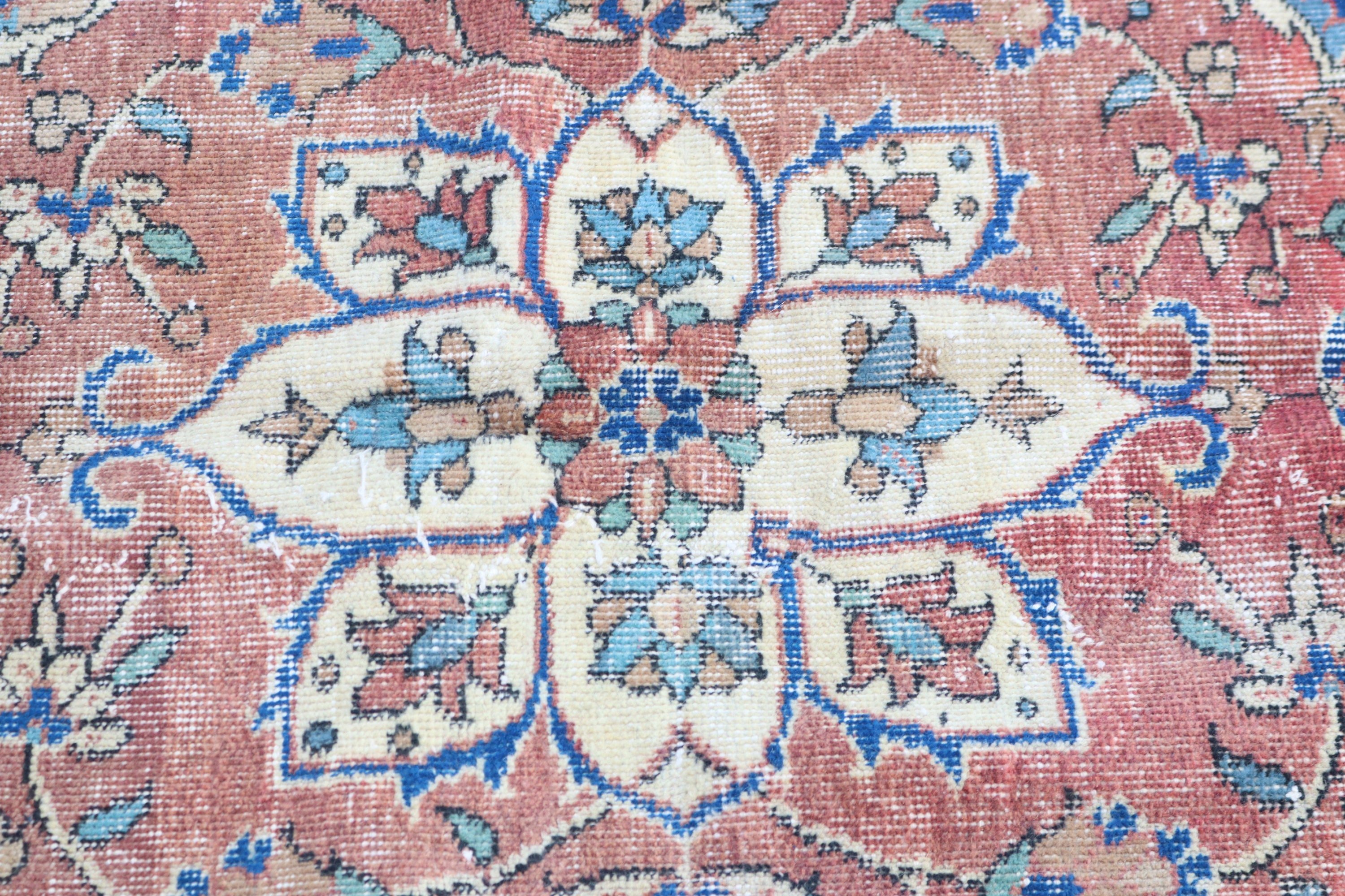 Büyük Vintage Halı, 6.8x9.8 ft Büyük Halılar, Büyük Boho Halı, Vintage Halı, Düz Dokuma Halı, Türk Halıları, Mavi Nötr Halılar