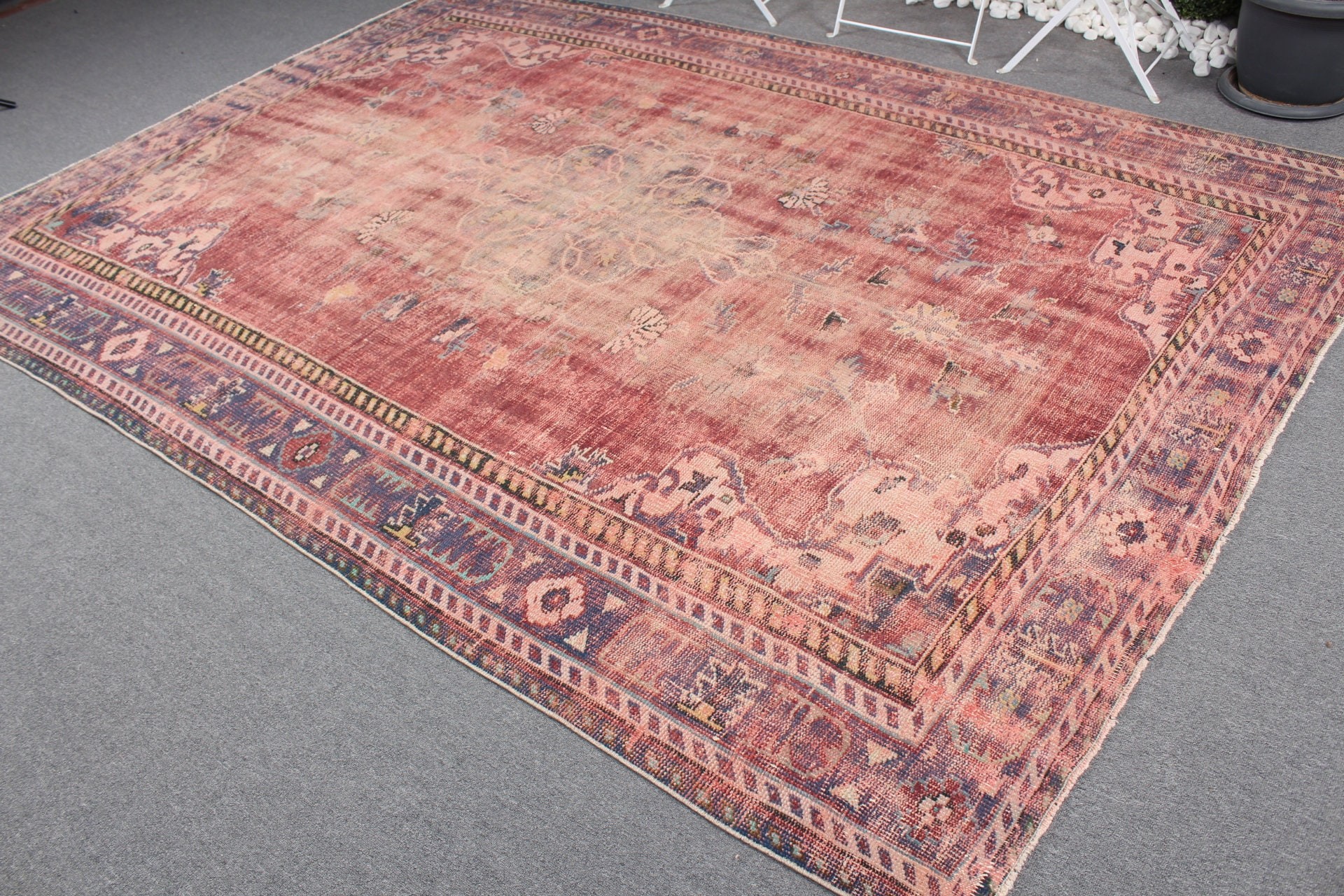 Saloon Rug, Oushak Rug, 7.2x10.1 ft Oversize Rug, Vintage Rug, Purple Oriental Rug, Living Room Rugs, Old Rug, Turkish Rugs, Floor Rugs