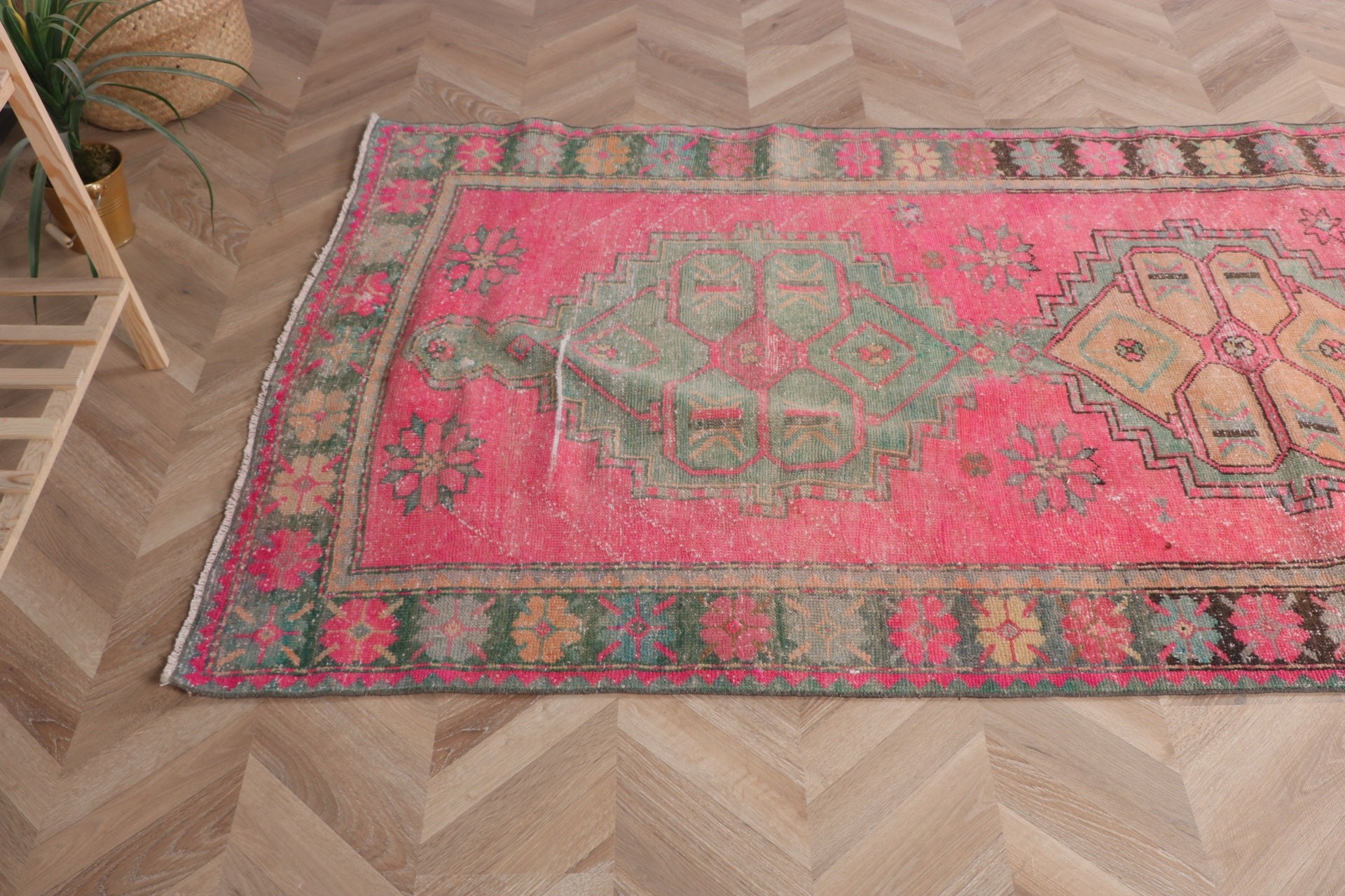 Pembe Havalı Halı, Boho Bölge Halıları, Vintage Halılar, Aztek Halıları, 3,8x8,2 ft Alan Halısı, Türk Halısı, Açıklama Halıları, Oturma Odası Halısı, Yatak Odası Halısı