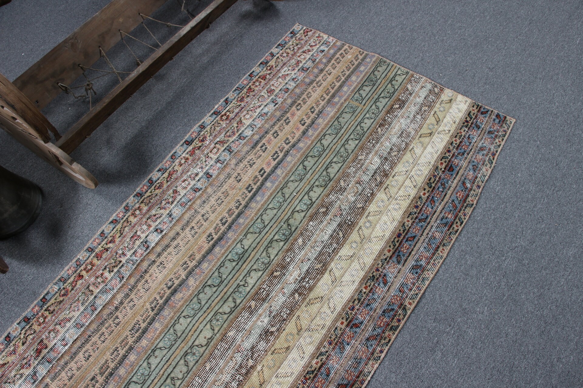 Mutfak Halısı, Bej Anadolu Halısı, 2.8x7.1 ft Yolluk Halısı, Ev Dekorasyonu Halısı, Oryantal Halısı, Türk Halıları, Merdiven Halıları, Vintage Halı, Göçebe Halısı