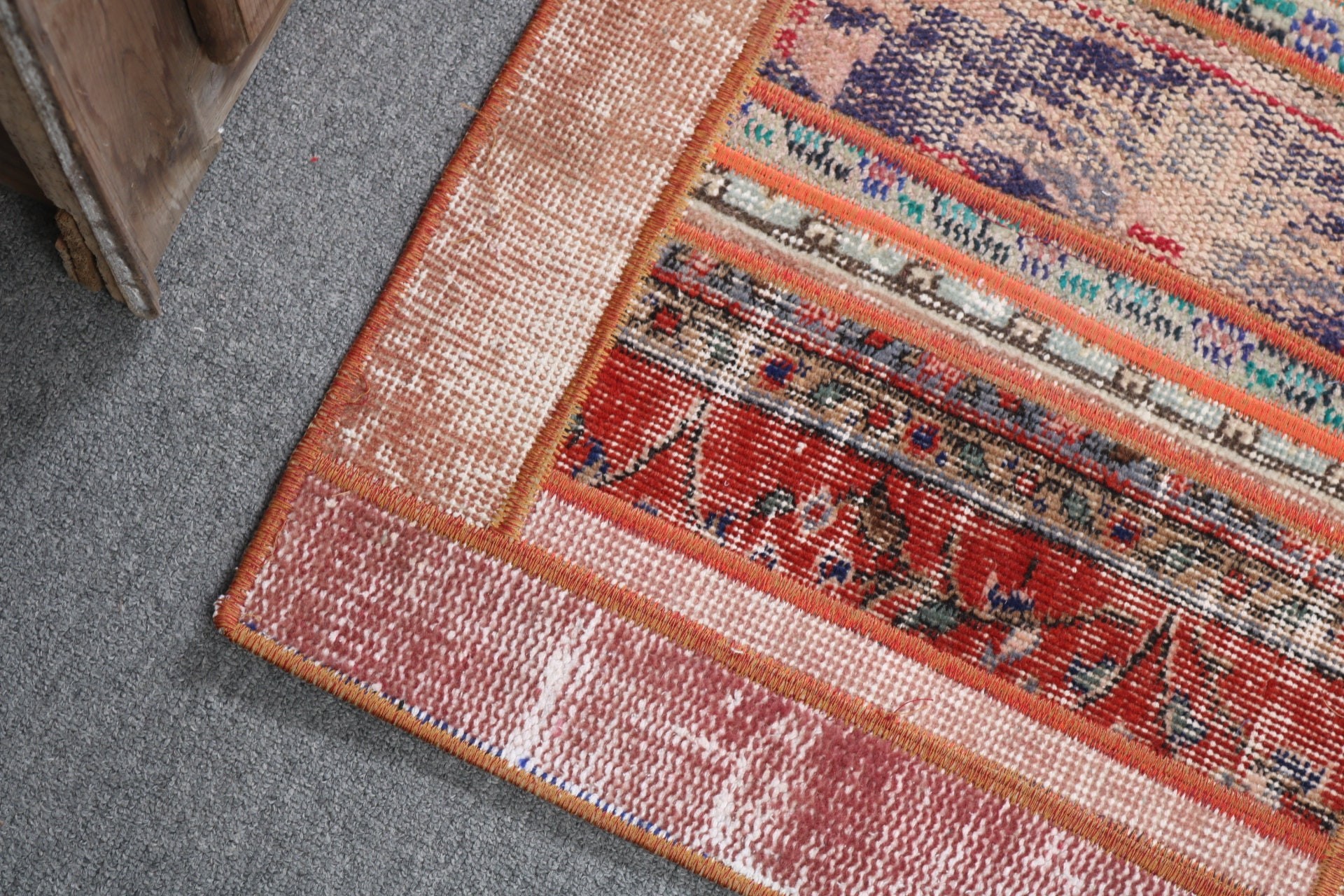 Turuncu Oryantal Halı, Anadolu Halıları, Banyo Halısı, Düz Dokuma Halılar, Çocuk Halısı, Vintage Halı, El Dokuma Halı, 1.8x4 ft Küçük Halı, Türk Halısı