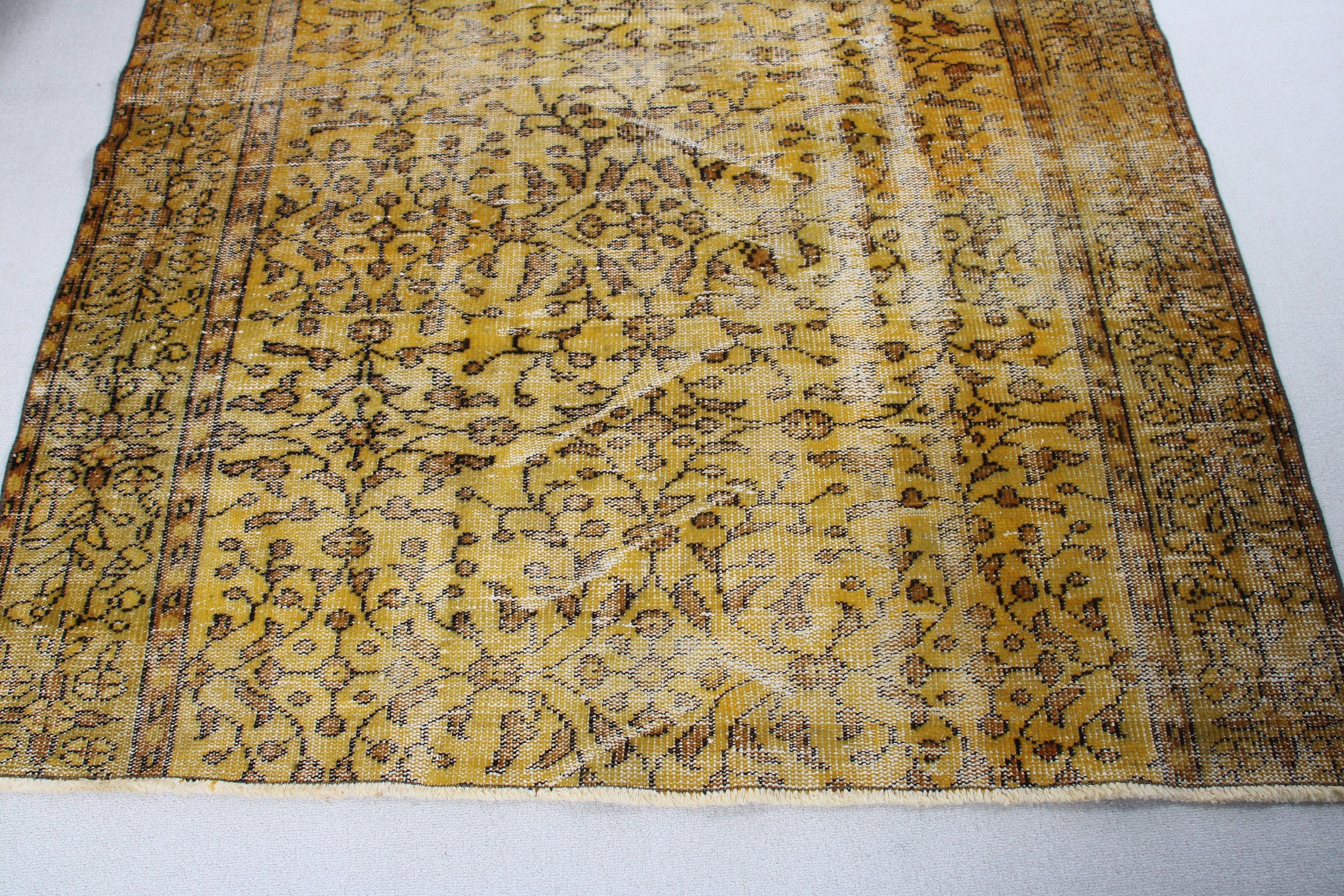 Turkish Rugs, Boho Rug, Tribal Rug, Kitchen Rugs, Vintage Area Rugs, Vintage Rugs, 5.1x6 ft Area Rugs, Yellow Neutral Rugs, Indoor Rug