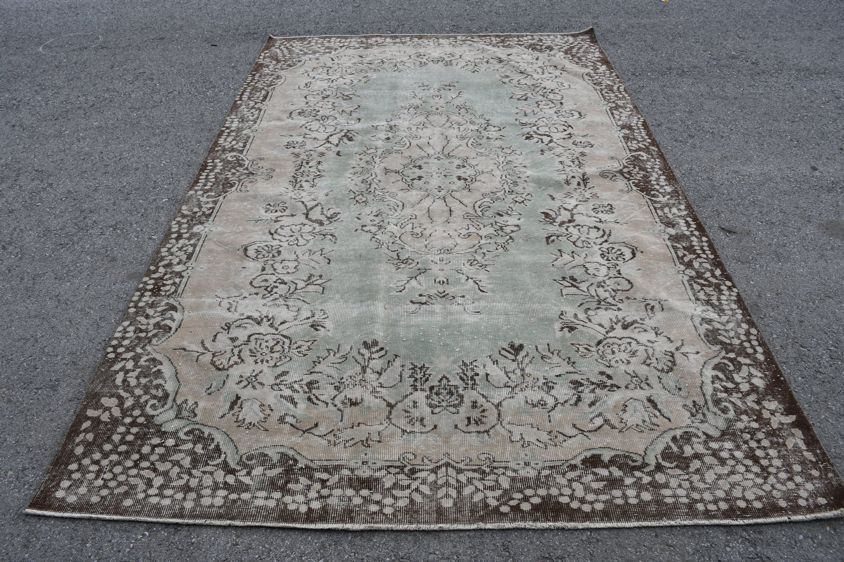 Vintage Halılar, Yemek Odası Halısı, El Dokuma Halılar, Salon Halısı, Yeşil Fas Halıları, 6.2x9.8 ft Büyük Halı, Mutfak Halıları, Yün Halılar, Türk Halısı