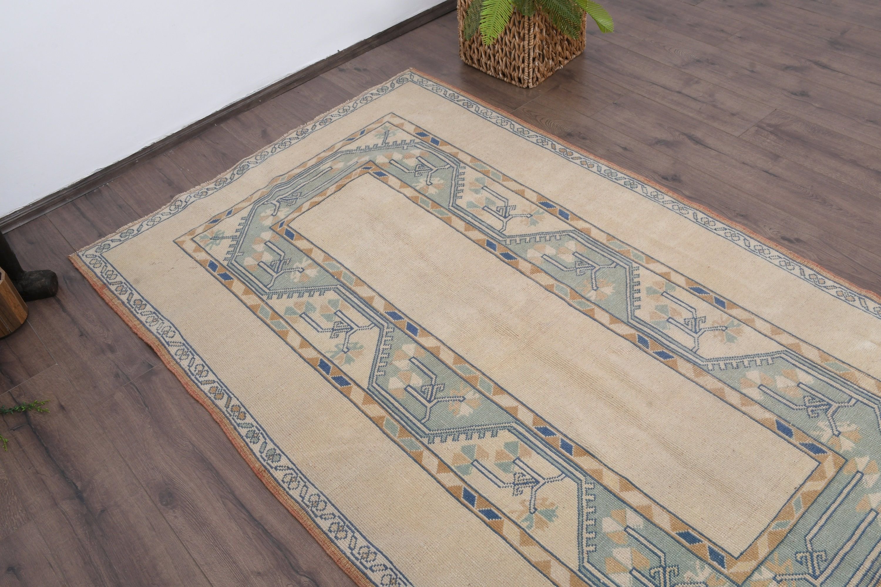 3.9x6.6 ft Area Rug, Bright Rugs, Dining Room Rug, Turkish Rug, Home Decor Rug, Oriental Rugs, Indoor Rug, Blue Oushak Rug, Vintage Rugs