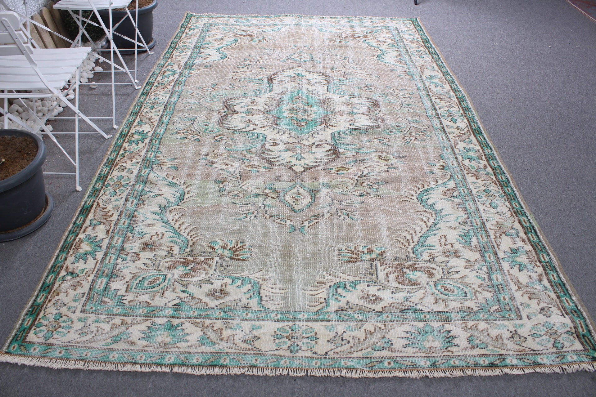 Kahverengi Havalı Halılar, Vintage Halılar, Salon Halısı, 6.3x9.8 ft Büyük Halılar, Anadolu Halıları, Ev Dekorasyonu Halısı, Türk Halısı, Göçebe Halısı, Yatak Odası Halısı