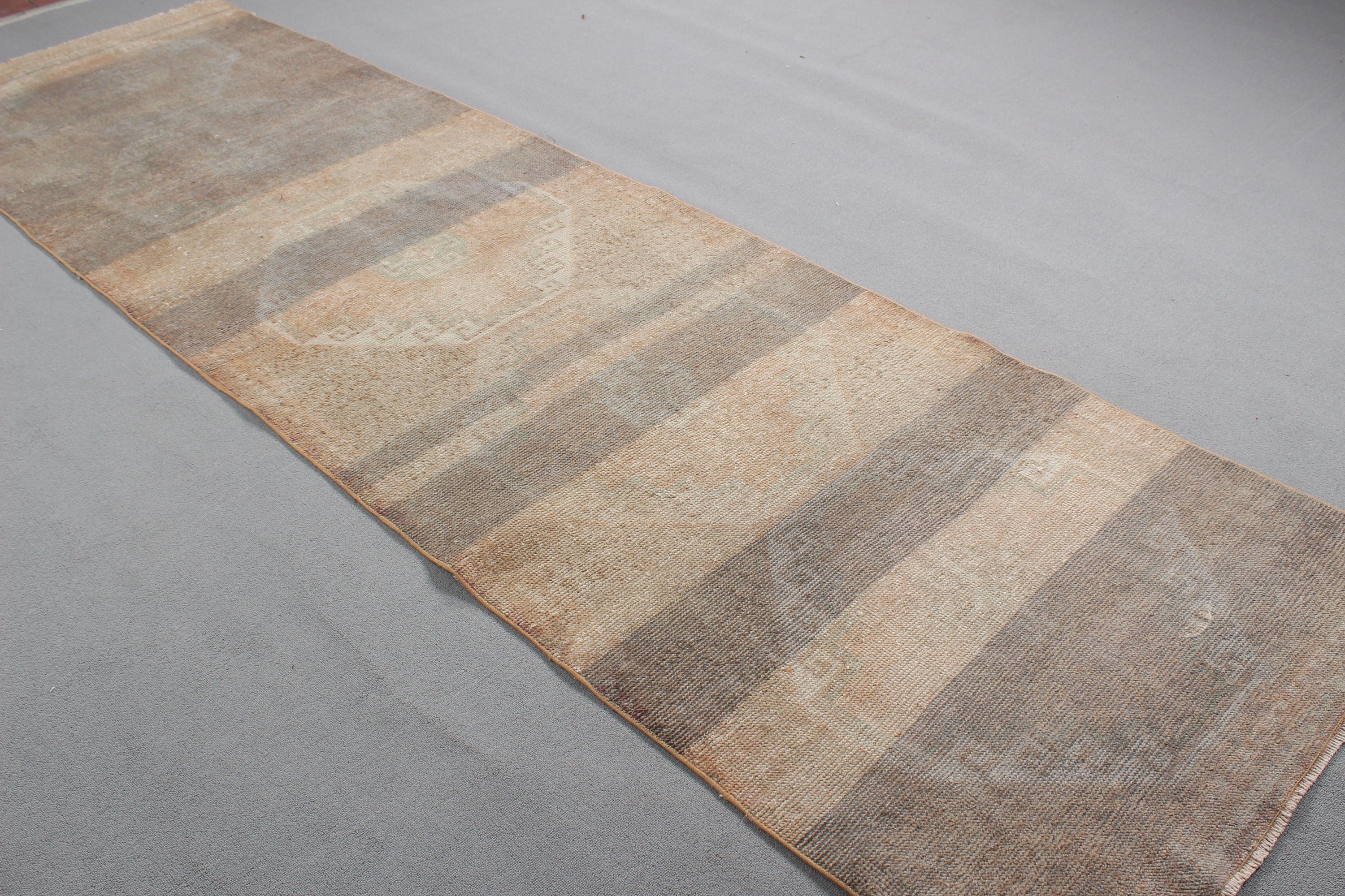 Anatolian Rugs, Brown Modern Rugs, Beni Ourain Runner Rugs, Hallway Rug, Vintage Rugs, Turkish Rug, Cool Rug, 3.3x11.4 ft Runner Rugs