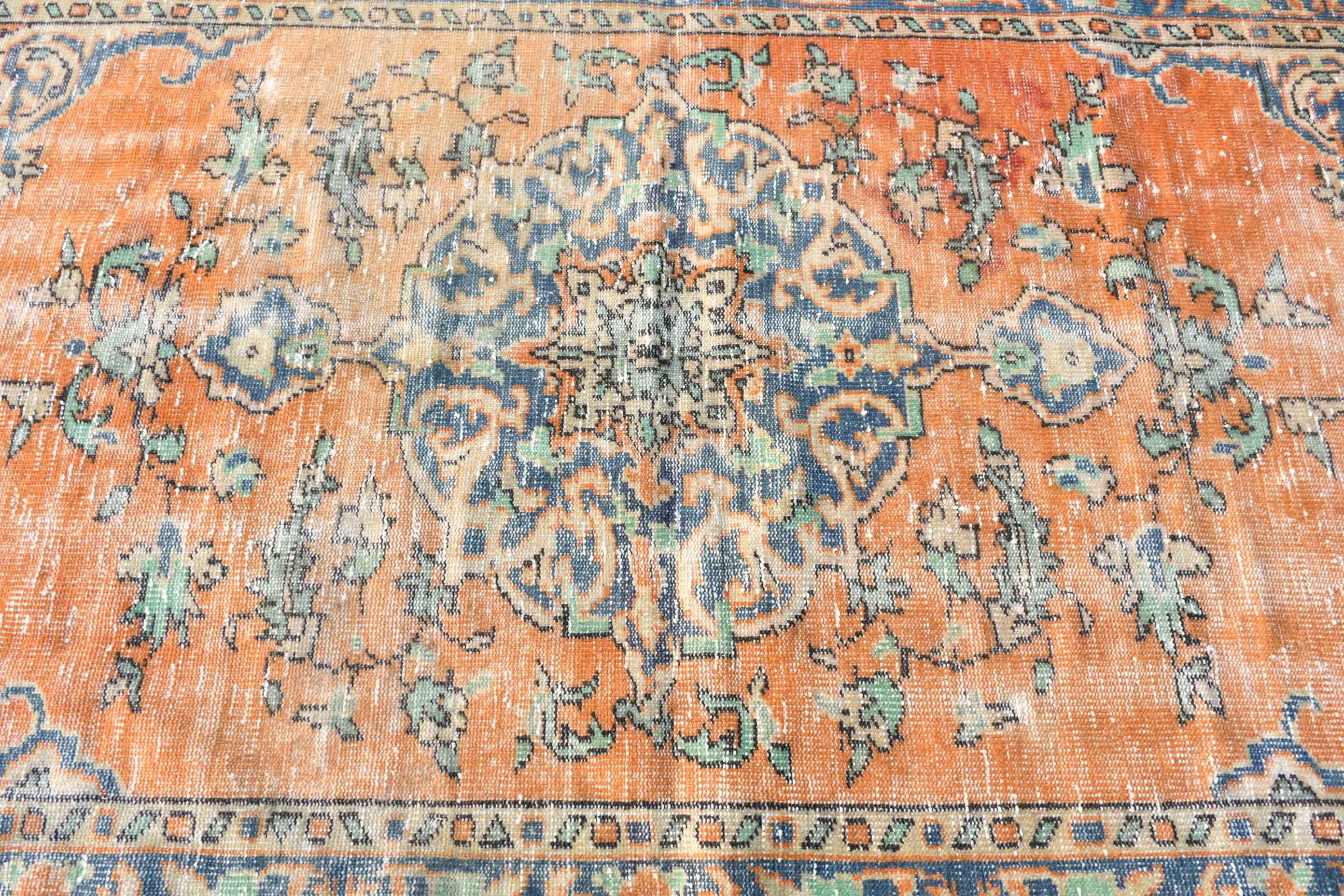 Oturma Odası Halısı, Turuncu Yatak Odası Halısı, Türk Halıları, Salon Halıları, Vintage Halılar, Anadolu Halıları, Oryantal Halı, 4,9x8,3 ft Büyük Halı