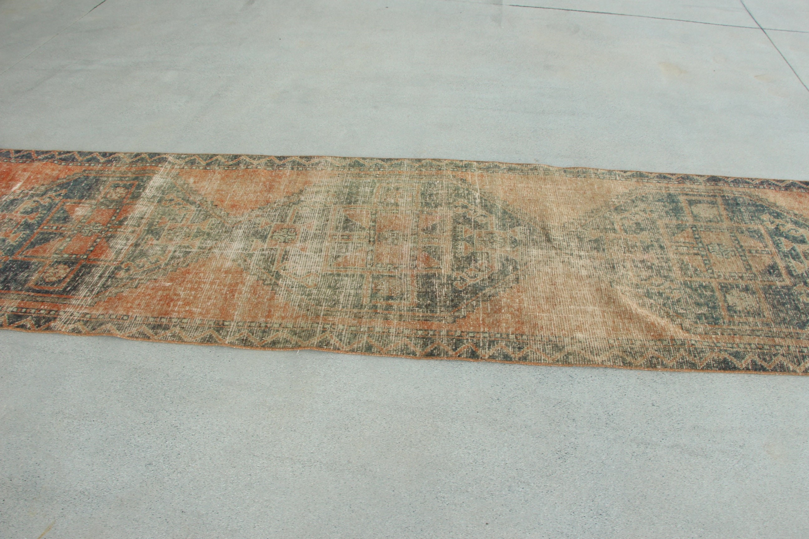 Boho Rug, Rugs for Hallway, Turkish Rugs, 3.1x11 ft Runner Rugs, Orange Flatweave Rug, Statement Rug, Vintage Rug, Corridor Rug, Cool Rugs