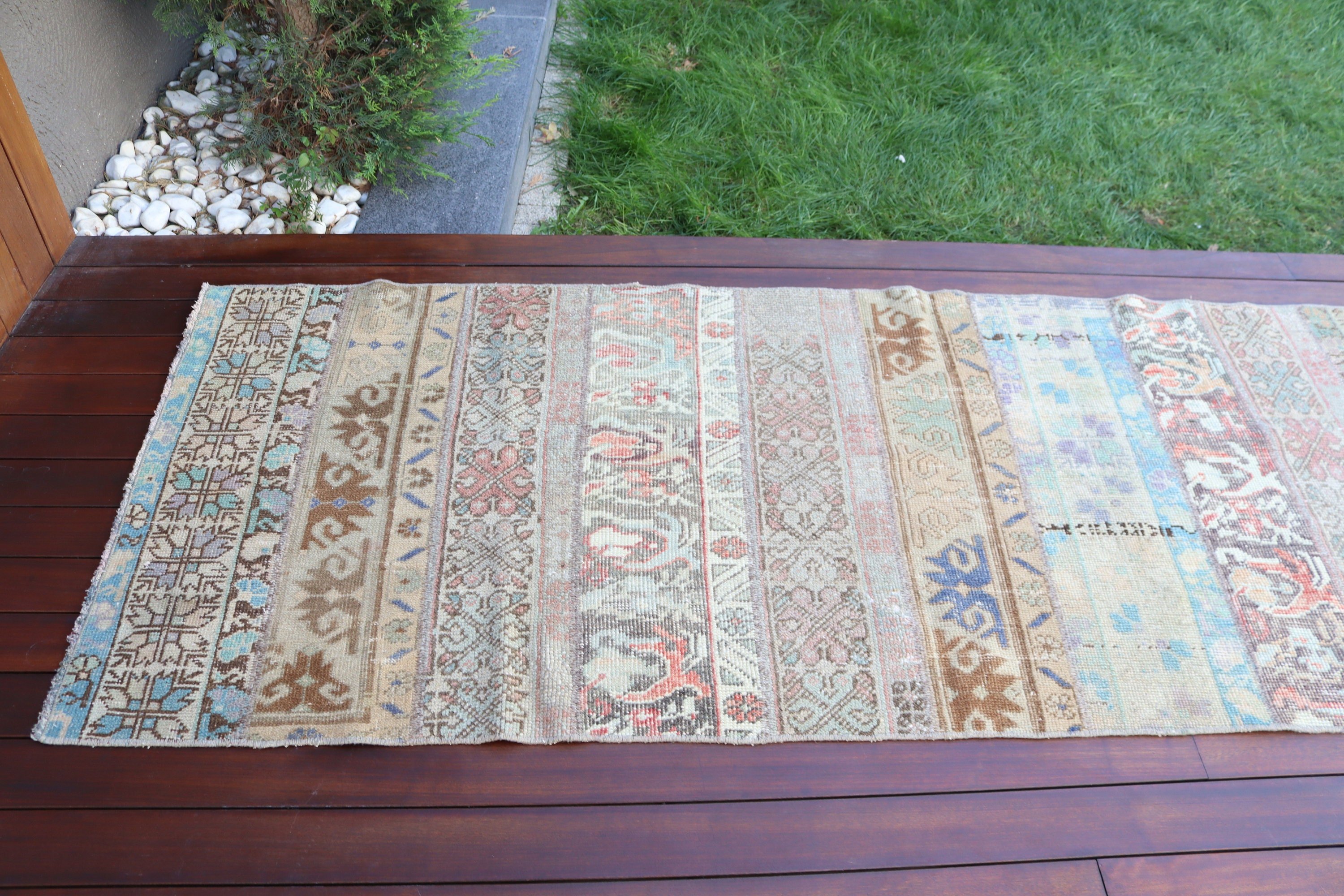 Fas Halısı, Yün Halılar, 2,9x8,2 ft Runner Halıları, Vintage Halı, Koridor Halıları, Türk Halısı, Beni Ourain Runner Halısı, Kahverengi Modern Halı