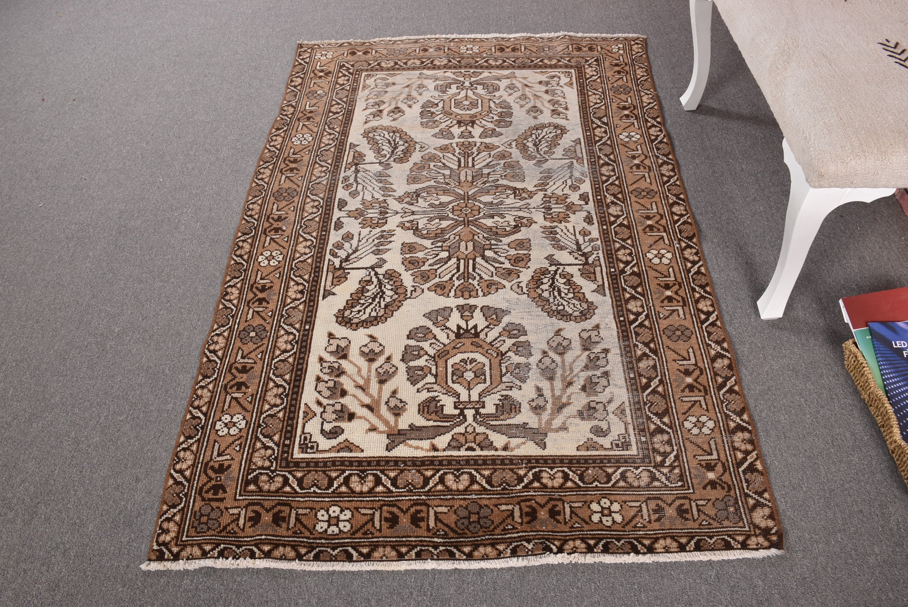 Bej 3.7x5.8 ft Accent Halı, Mutfak Halıları, Türk Halısı, Yatak Odası Halısı, Boho Halısı, Giriş Halıları, Giriş Halısı, Vintage Halılar