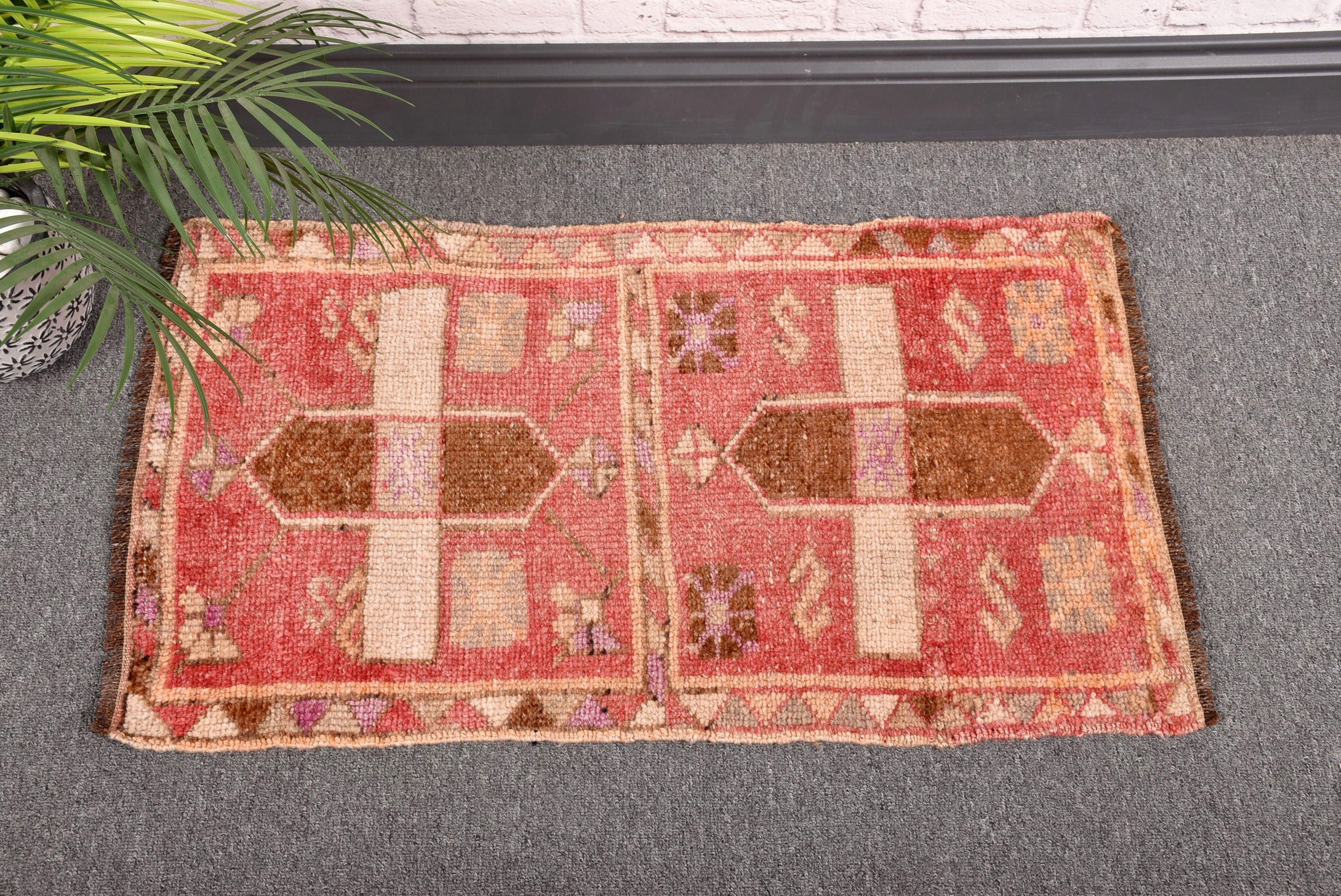 1.5x2.6 ft Küçük Halılar, Pembe Fas Halıları, Banyo Halıları, Küçük Boho Halısı, Yatak Odası Halısı, Vintage Halılar, Geometrik Halılar, Türk Halısı