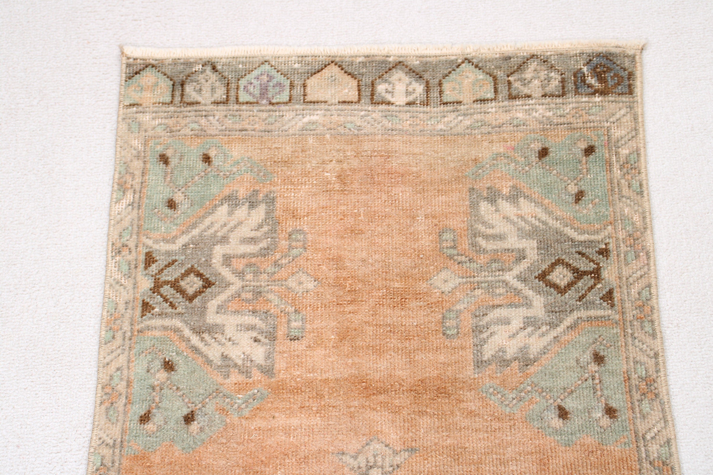 Lüks Halılar, Vintage Halı, Küçük Boho Halıları, Türk Halısı, Havalı Halı, 1,6x3,5 ft Küçük Halılar, Mutfak Halısı, Turuncu Antika Halı, Giriş Halısı