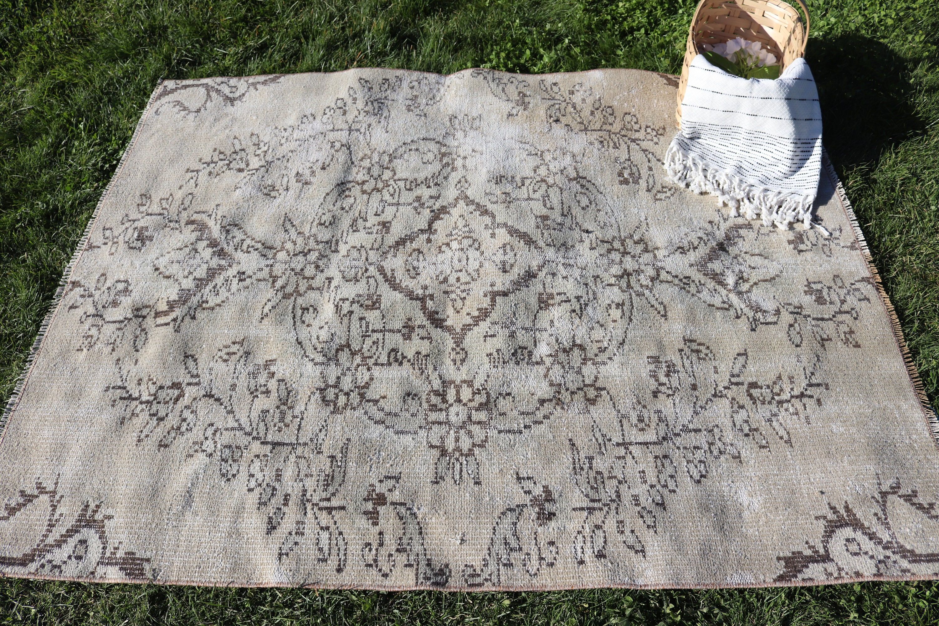 Yatak Odası Halıları, Bej Boho Halıları, Vintage Halılar, Giriş Halıları, Nötr Halılar, Mutfak Halısı, Yer Halısı, 4.1x5.3 ft Accent Halı, Türk Halısı