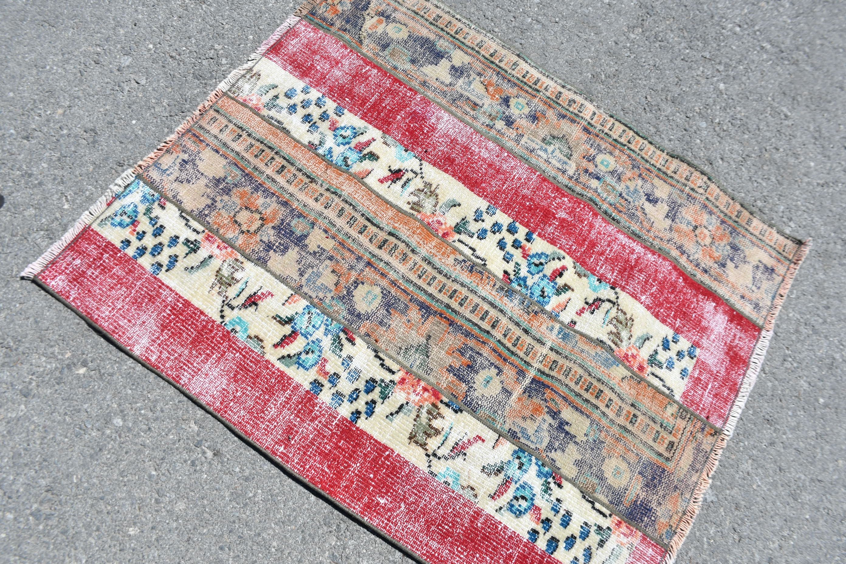 Old Rugs, Turkish Rug, Rugs for Kitchen, 3.4x3.9 ft Small Rug, Vintage Rug, Bedroom Rug, Modern Bath Mat Rugs, Bathroom Rug, Wool Rug