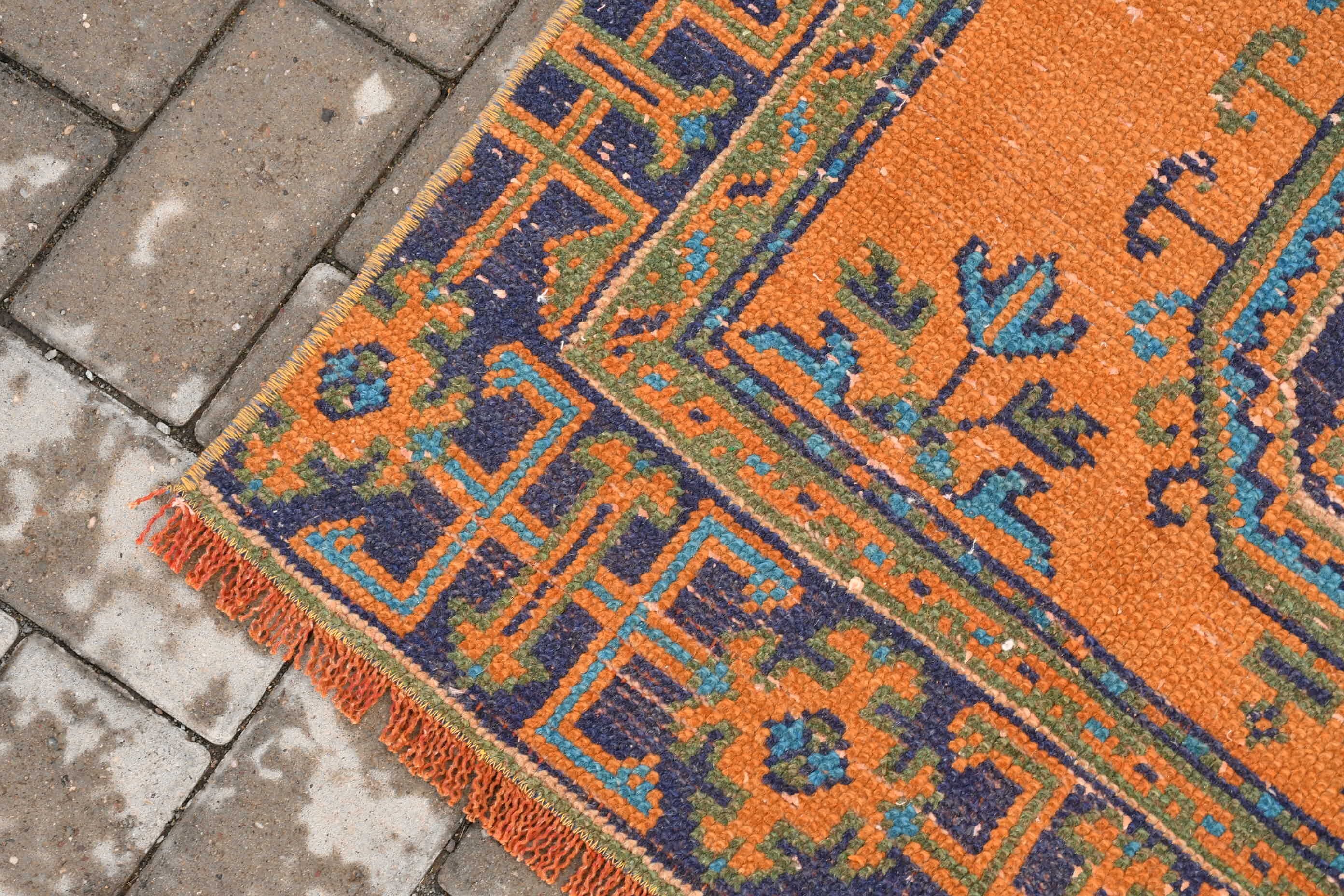 Turkish Rug, Vintage Rug, 3.9x10.1 ft Runner Rugs, Oriental Rug, Rugs for Corridor, Stair Rug, Orange Home Decor Rug