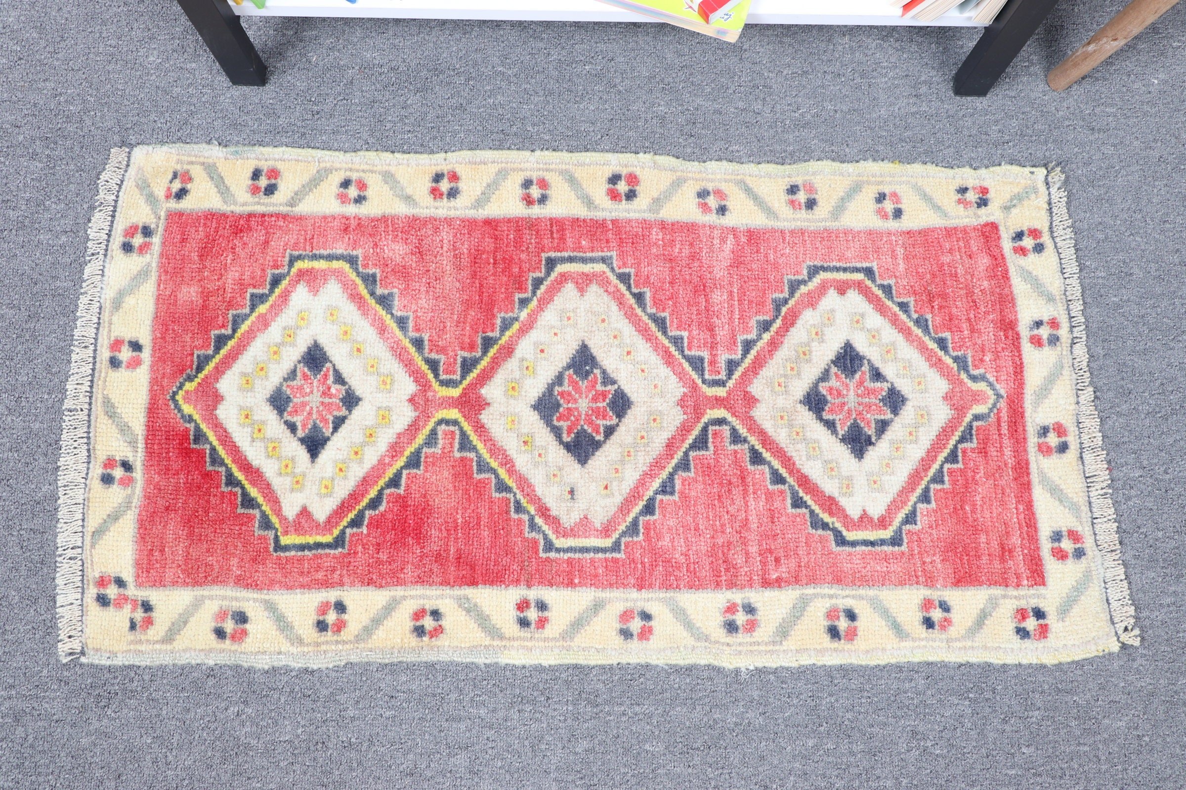 1.5x2.9 ft Small Rug, Nursery Rug, Vintage Rugs, Kitchen Rug, Rugs for Kitchen, Bath Rugs, Red Kitchen Rugs, Turkish Rugs