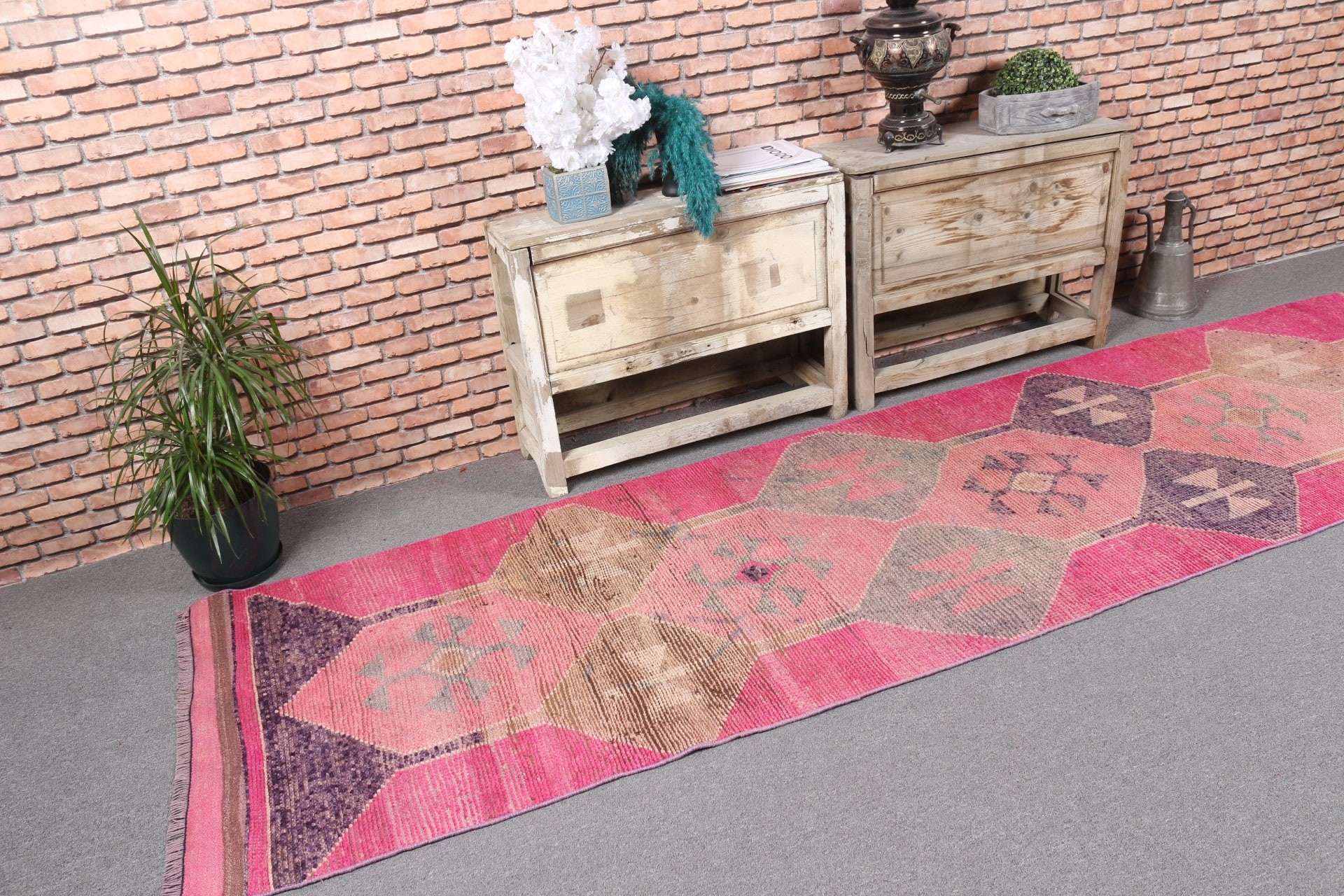 3x11 ft Runner Rugs, Pink Oriental Rugs, Moroccan Rug, Turkish Rug, Vintage Rug, Hallway Rug, Rugs for Corridor, Home Decor Rugs, Dorm Rug