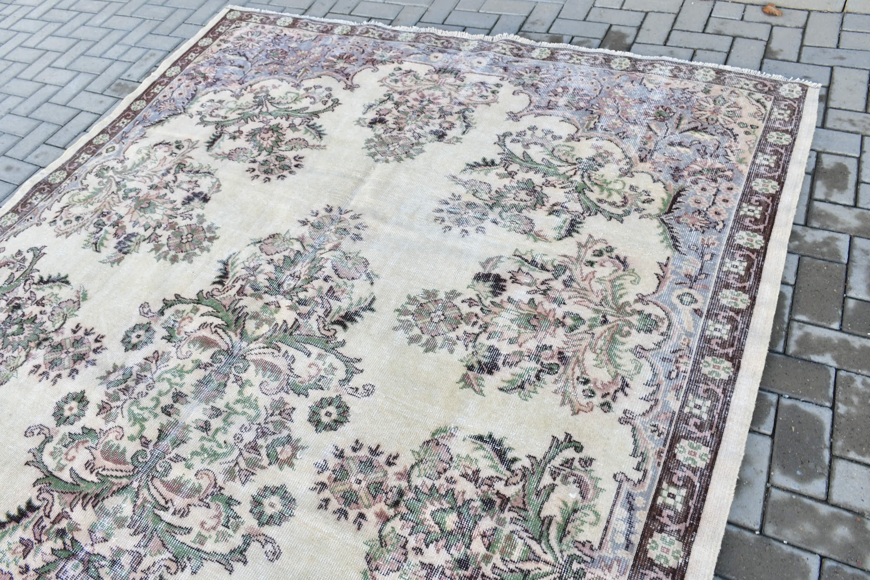 Art Rugs, Vintage Rug, Saloon Rug, Turkish Rug, Living Room Rugs, Moroccan Rug, 7.1x12.6 ft Oversize Rug, Antique Rug, Beige Moroccan Rugs