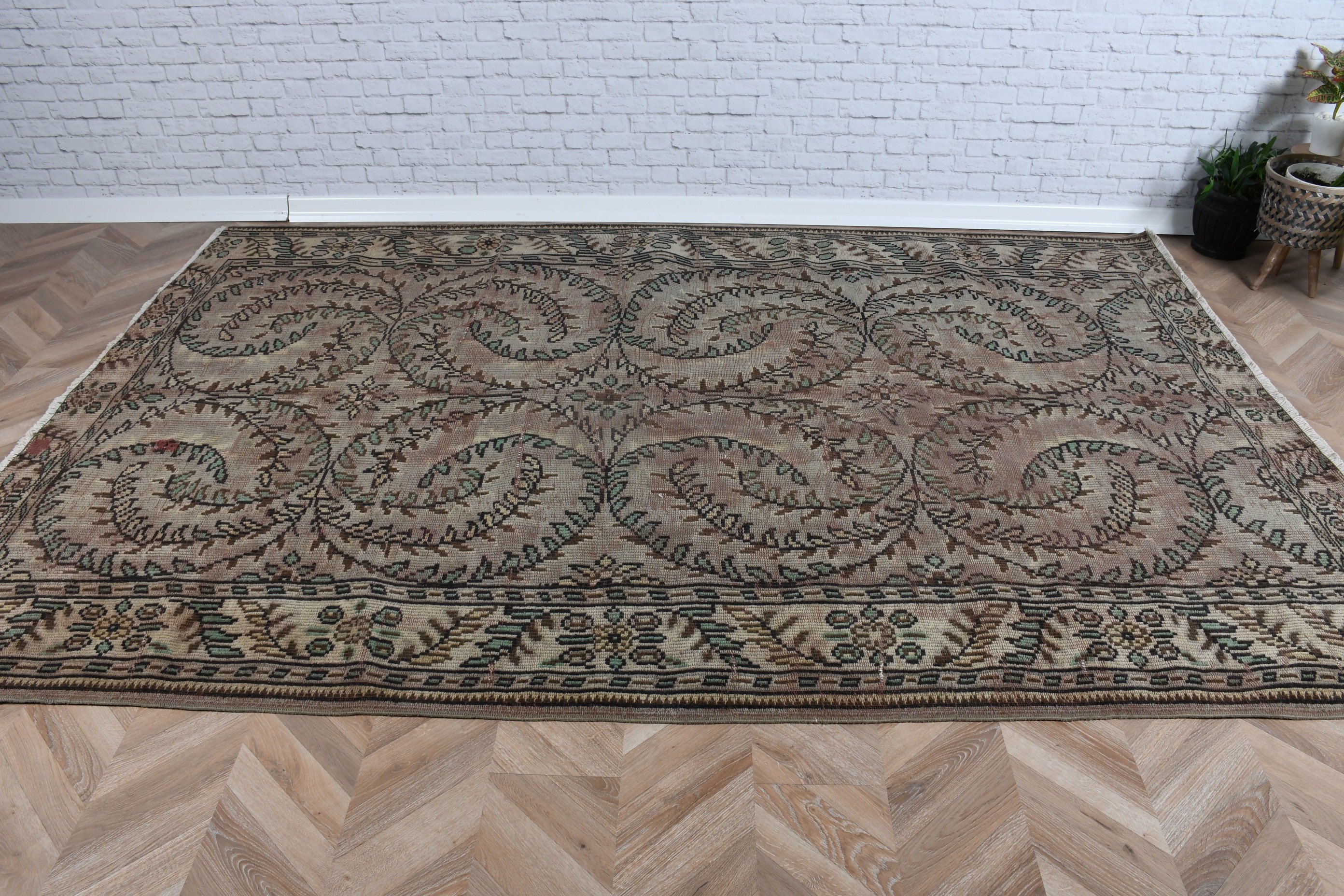 Bronze  6.1x9.1 ft Large Rugs, Turkish Rugs, Vintage Rugs, Moroccan Rug, Large Vintage Rug, Handwoven Rugs, Bedroom Rug