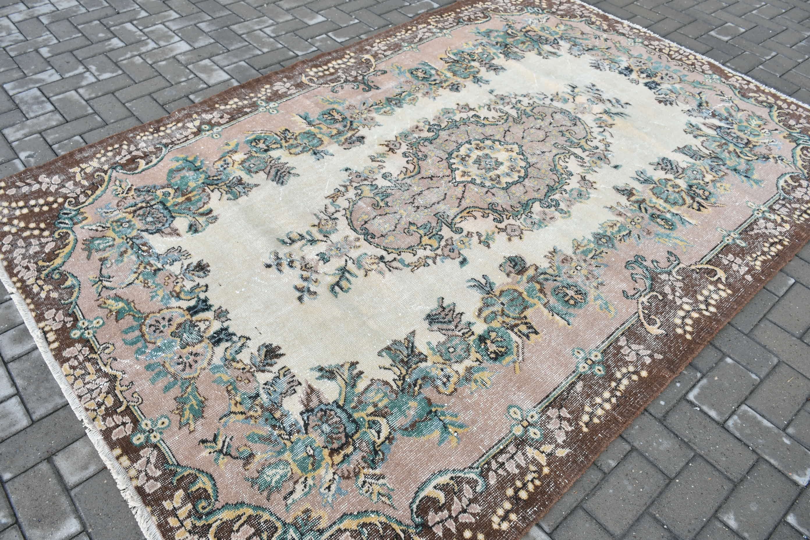 Turkish Rug, Bedroom Rugs, Vintage Rugs, Rugs for Dining Room, Salon Rug, Oushak Rug, Brown Floor Rug, 6x9.2 ft Large Rugs