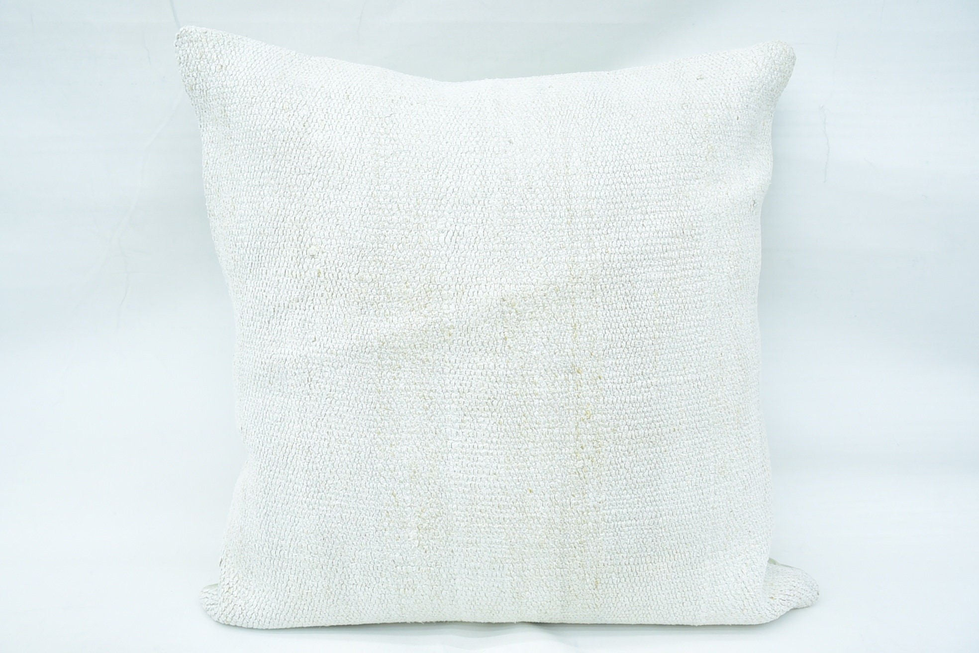 Tribal Pillow Case, 32"x32" White Cushion, Interior Designer Pillow, Kilim Pillow, Boho Pillow Sham Cover, Handmade Cushion Case
