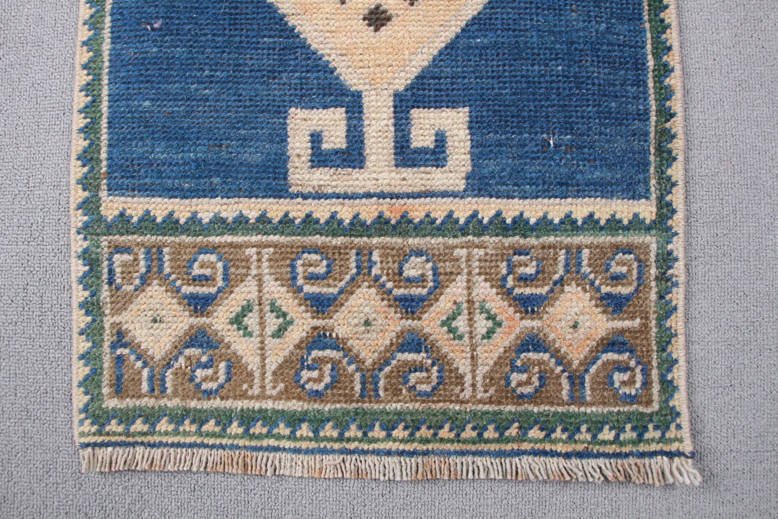 Vintage Rug, Antique Rugs, Bathroom Rugs, Turkish Rugs, Blue Bedroom Rug, Nursery Rug, Anatolian Rug, Retro Rugs, 1.3x3.7 ft Small Rug