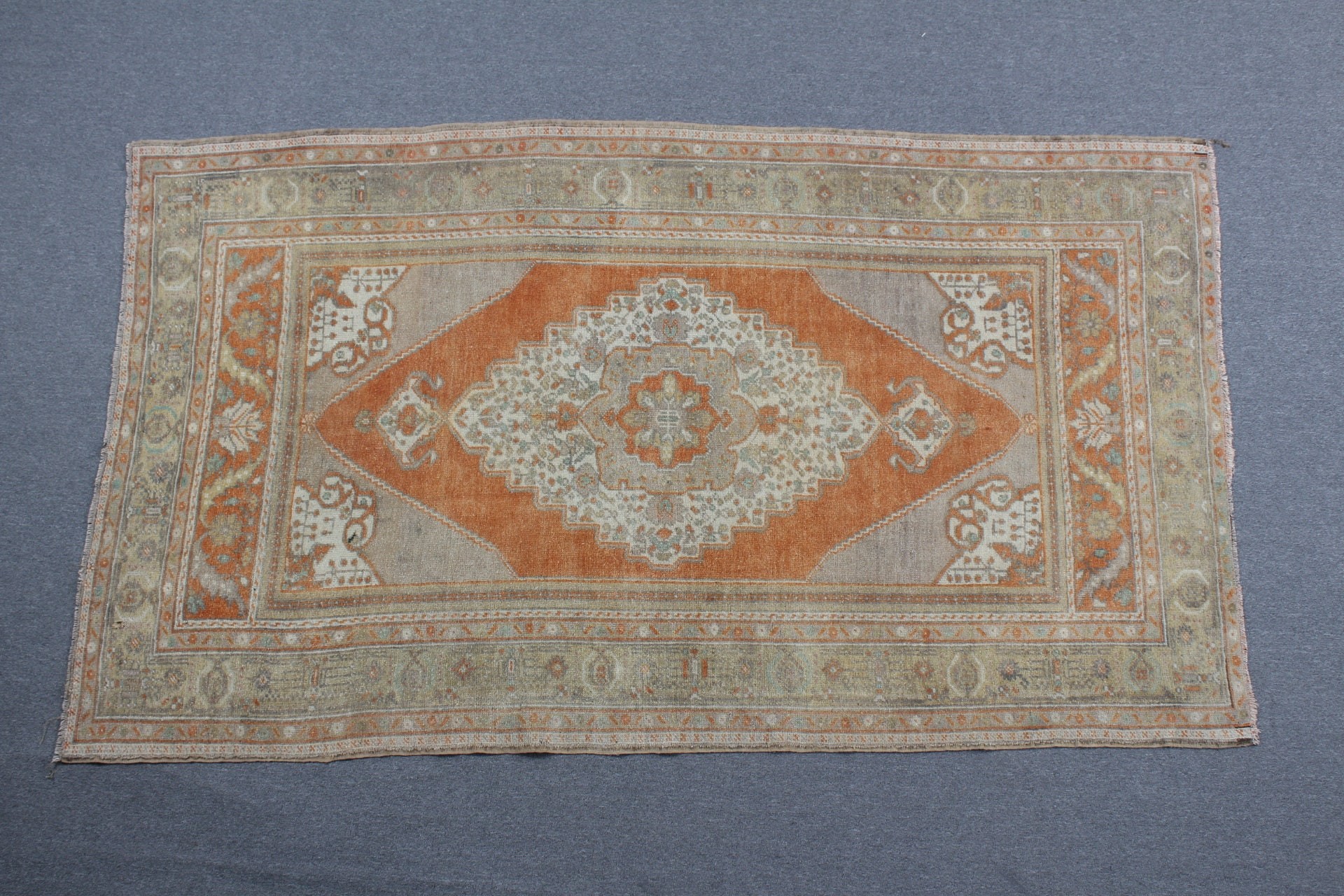 Vintage Rugs, Orange Kitchen Rug, Turkish Rug, Cool Rug, Rugs for Bedroom, Bedroom Rug, Salon Rugs, 4.8x8.4 ft Large Rugs, Floor Rug