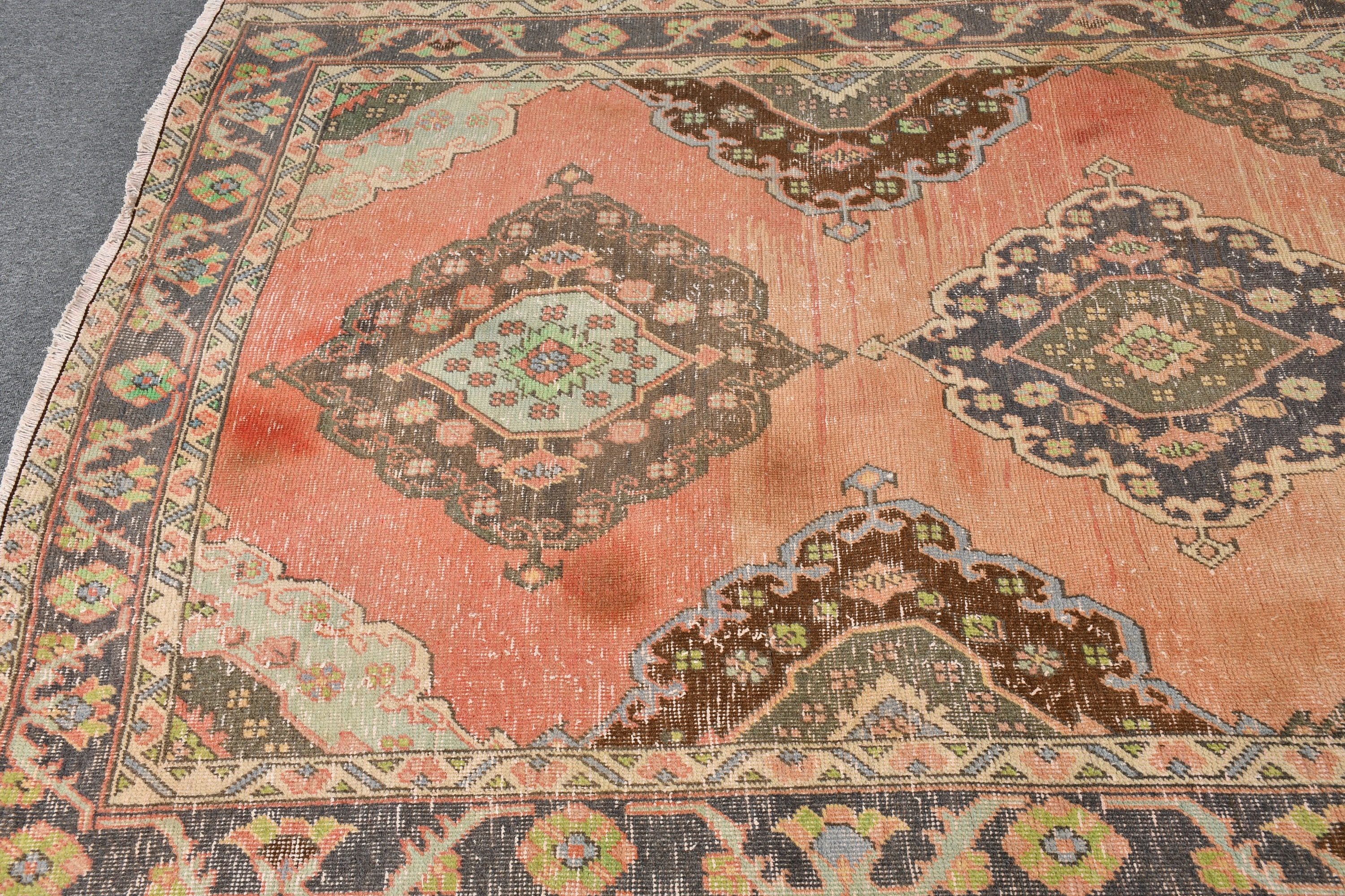 4.8x12.2 ft Runner Rug, Anatolian Rugs, Corridor Rugs, Orange Cool Rugs, Turkish Rug, Home Decor Rug, Hallway Rug, Old Rugs, Vintage Rugs