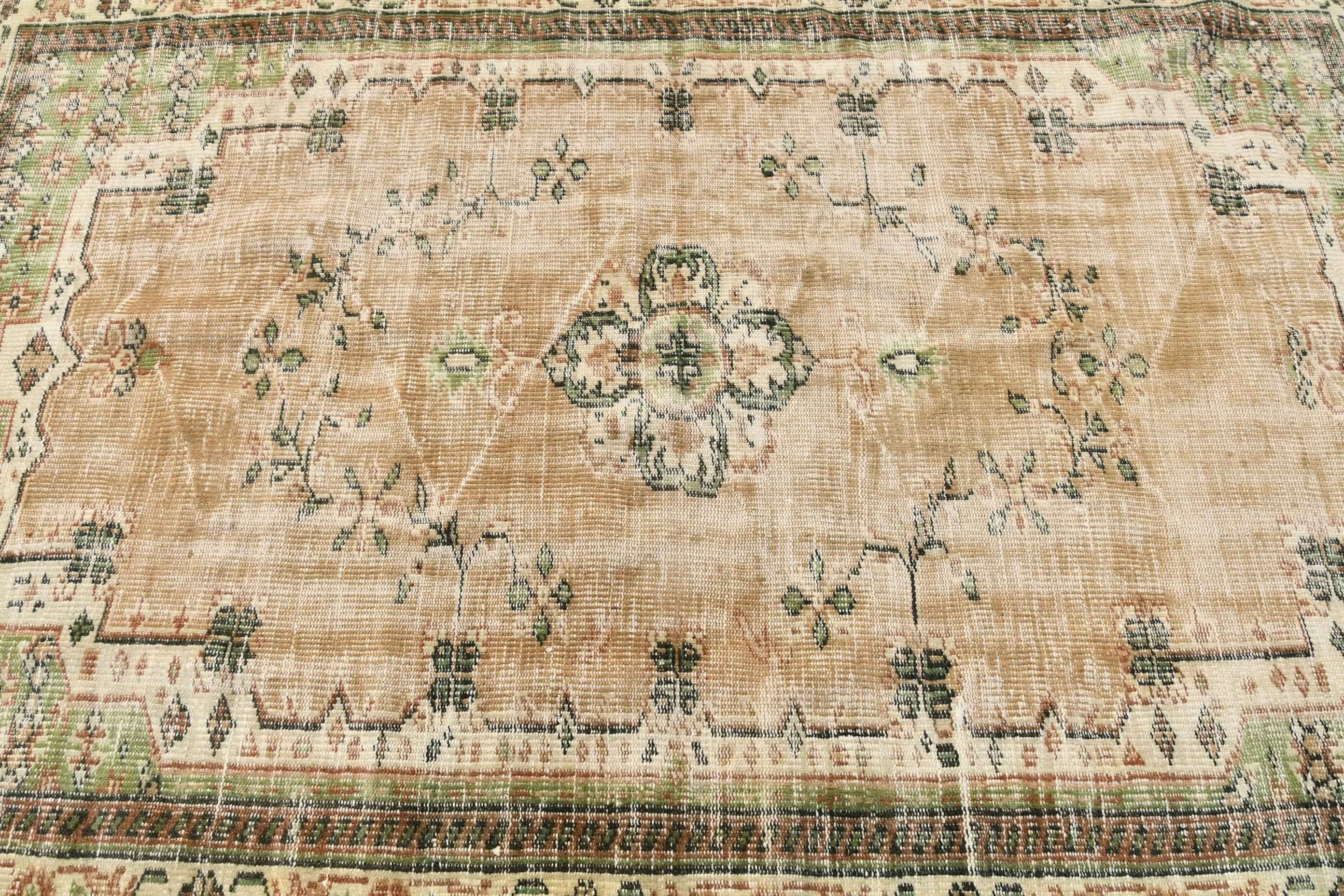 Oryantal Halı, Kahverengi Oushak Halı, Oturma Odası Halıları, Salon Halıları, 5.3x7.7 ft Büyük Halı, Türk Halısı, Oushak Halısı, Yatak Odası Halıları, Vintage Halı