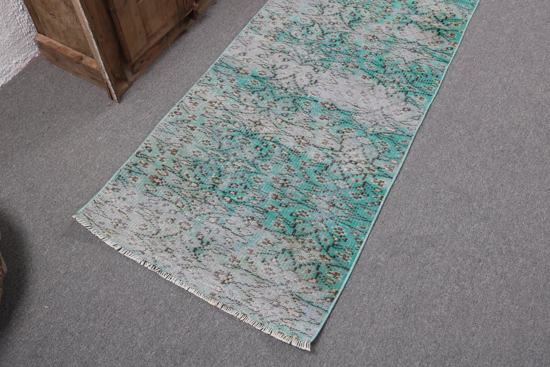 Small Boho Rugs, 2.4x5.8 ft Small Rugs, Green Luxury Rugs, Vintage Rug, Antique Rugs, Turkish Rug, Small Area Rugs, Handwoven Rug