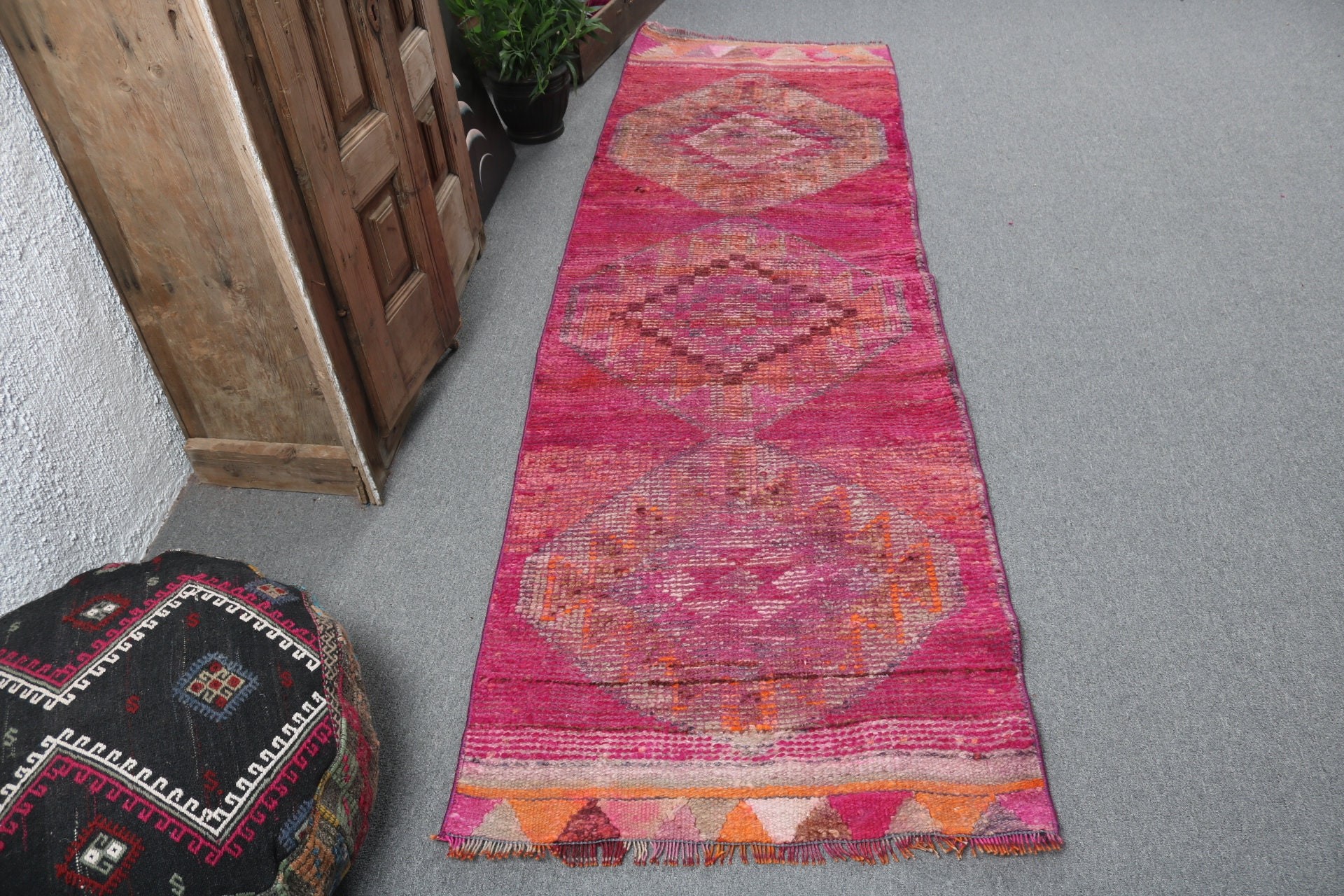 Pink Flatweave Rugs, Rugs for Corridor, Vintage Runner Rugs, Antique Rug, 2.6x8.6 ft Runner Rug, Turkish Rug, Vintage Rugs, Handwoven Rugs