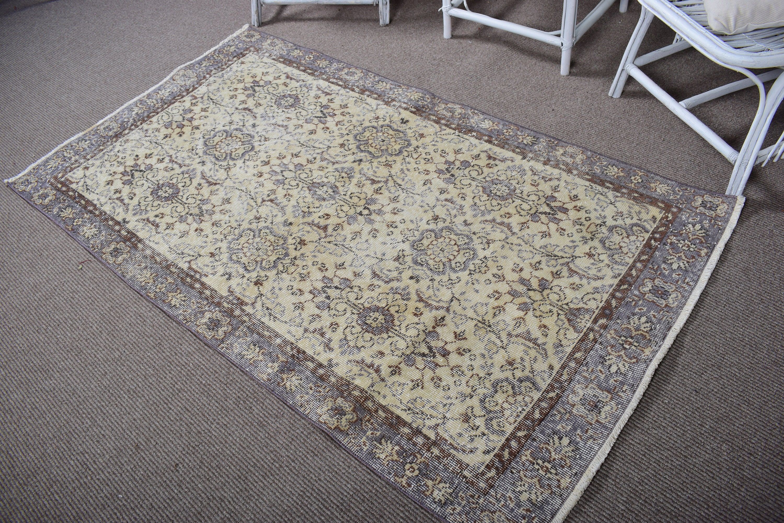 Floor Rugs, 3.5x6.3 ft Accent Rug, Boho Accent Rugs, Beige Neutral Rug, Turkish Rugs, Vintage Rug, Vintage Accent Rug, Antique Rugs