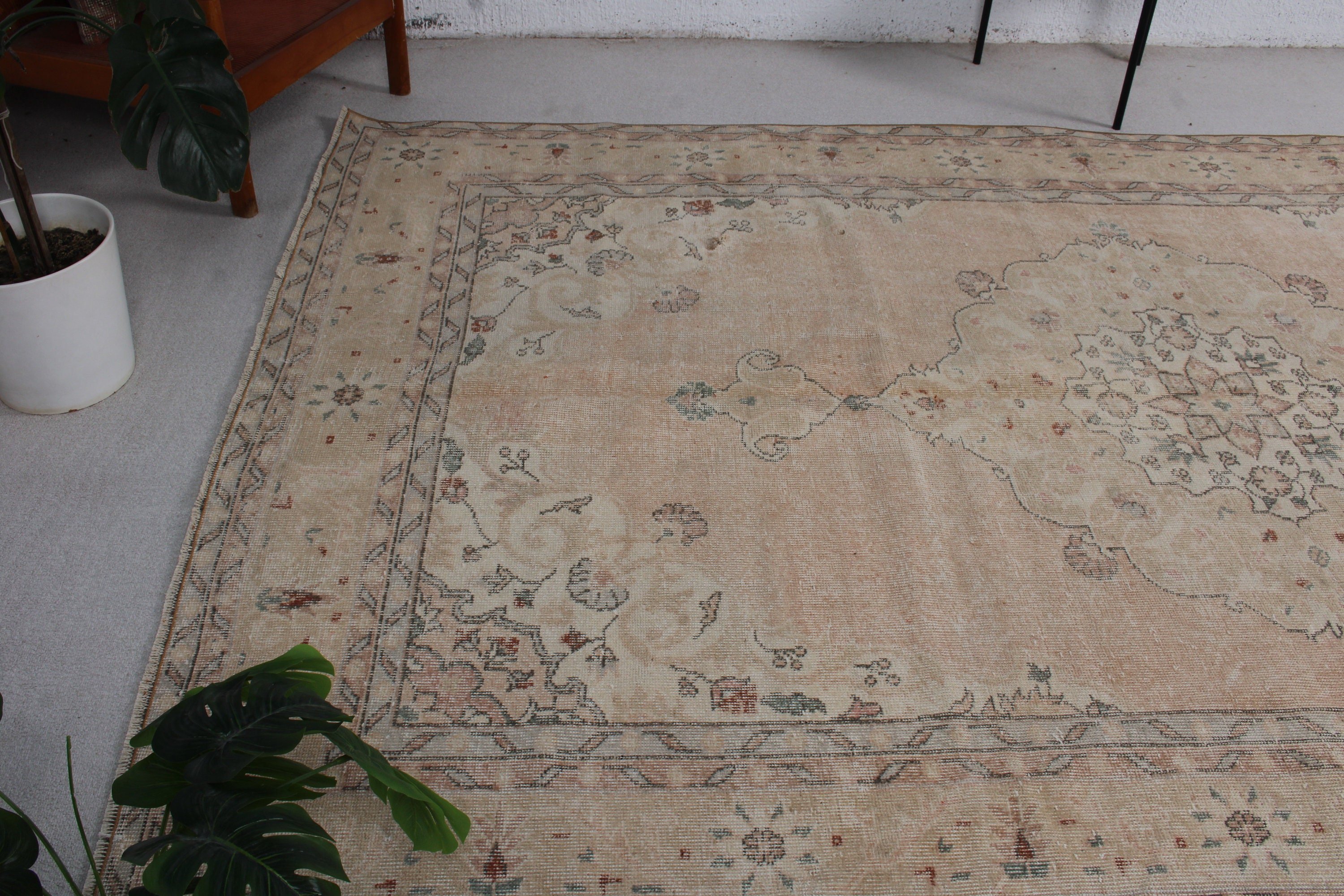 6.6x10.6 ft Büyük Halılar, Vintage Halılar, Büyük Vintage Halı, Bej Nötr Halı, Oturma Odası Halısı, Yer Halısı, Nötr Halılar, Türk Halısı, Boho Halısı